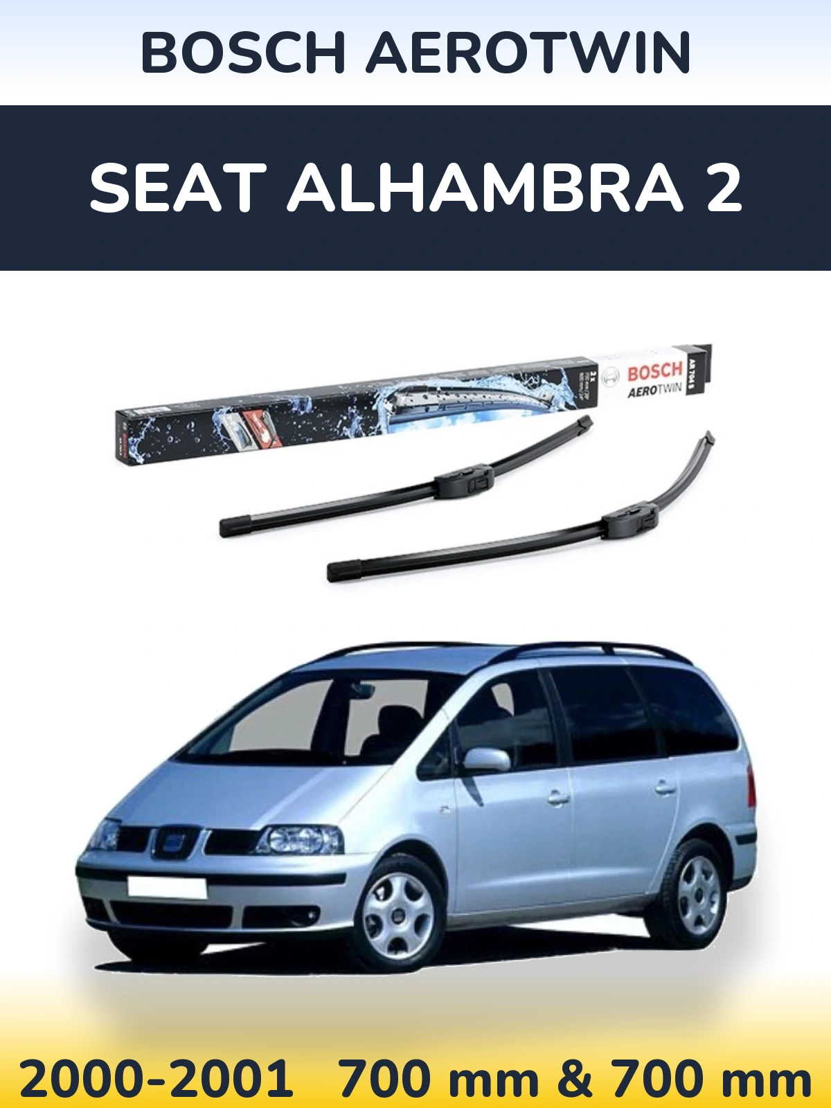 Комплект передних дворников BOSCH AeroTwin 700 & 600 мм для SEAT Alhambra 2 2000-2001