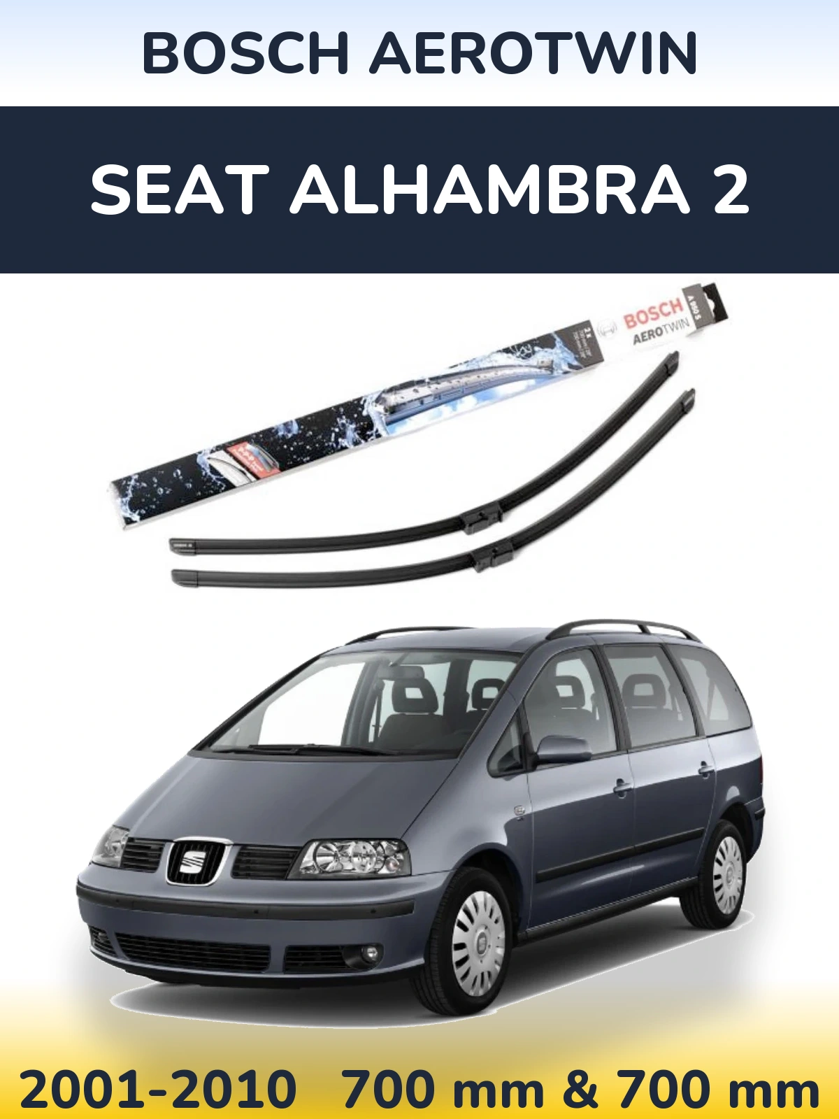 Komplet przednich wycieraczek BOSCH AeroTwin 700 & 700 mm do SEAT Alhambra 2 2001-2010