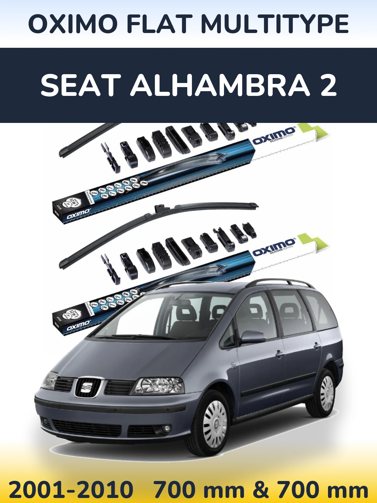 Комплект передних дворников Oximo Flat MultiТипe 700 & 700 мм для SEAT Alhambra 2 2001-2010