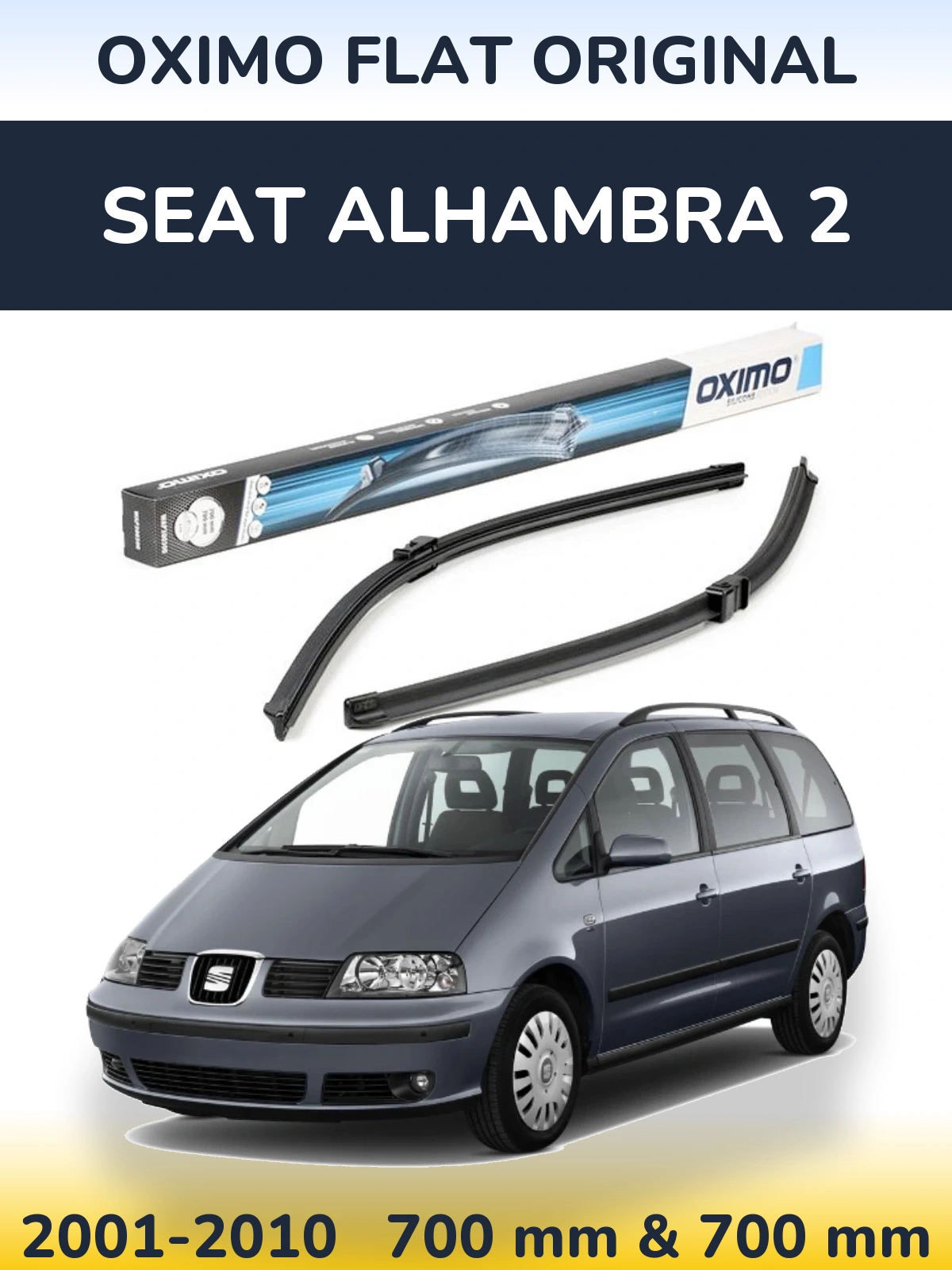 Комплект передних дворников Oximo Flat Original 700 & 700 мм для SEAT Alhambra 2 2001-2010