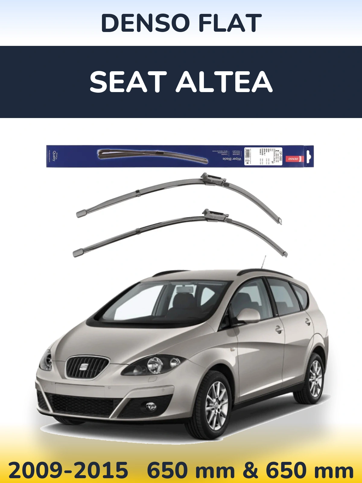 Komplet przednich wycieraczek Denso Flat 650 & 650 mm do SEAT Altea 2009-2015