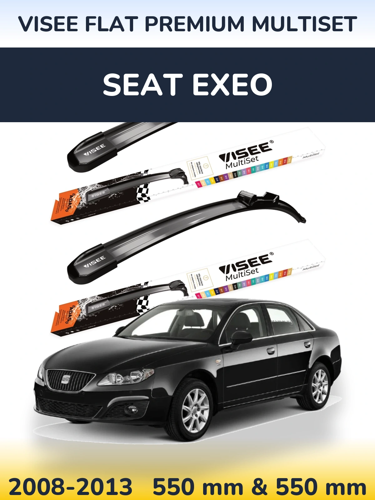 Комплект передних дворников VISEE FLAT PREMIUM MultiSet 550 & 550 мм для SEAT Exeo 2008-2013