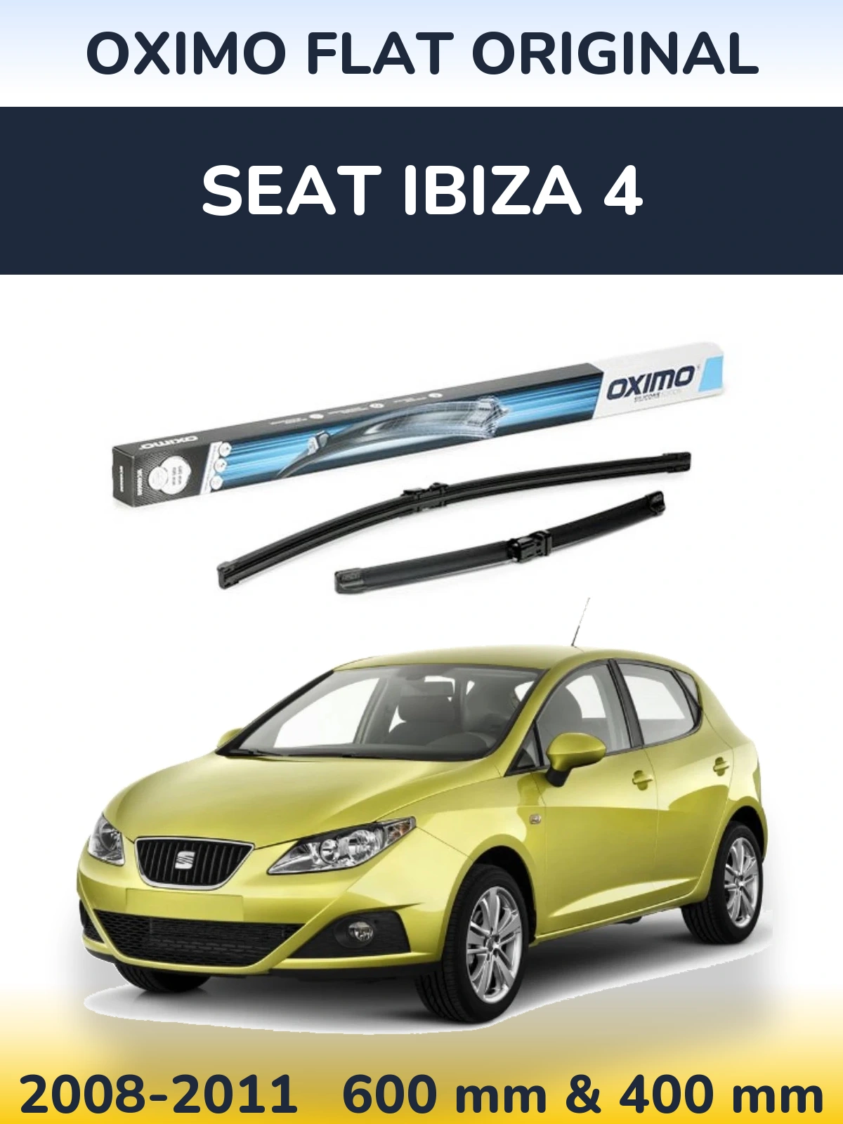 Комплект передних дворников Oximo Flat Original 600 & 400 мм для SEAT Ibiza 4 2008-2011