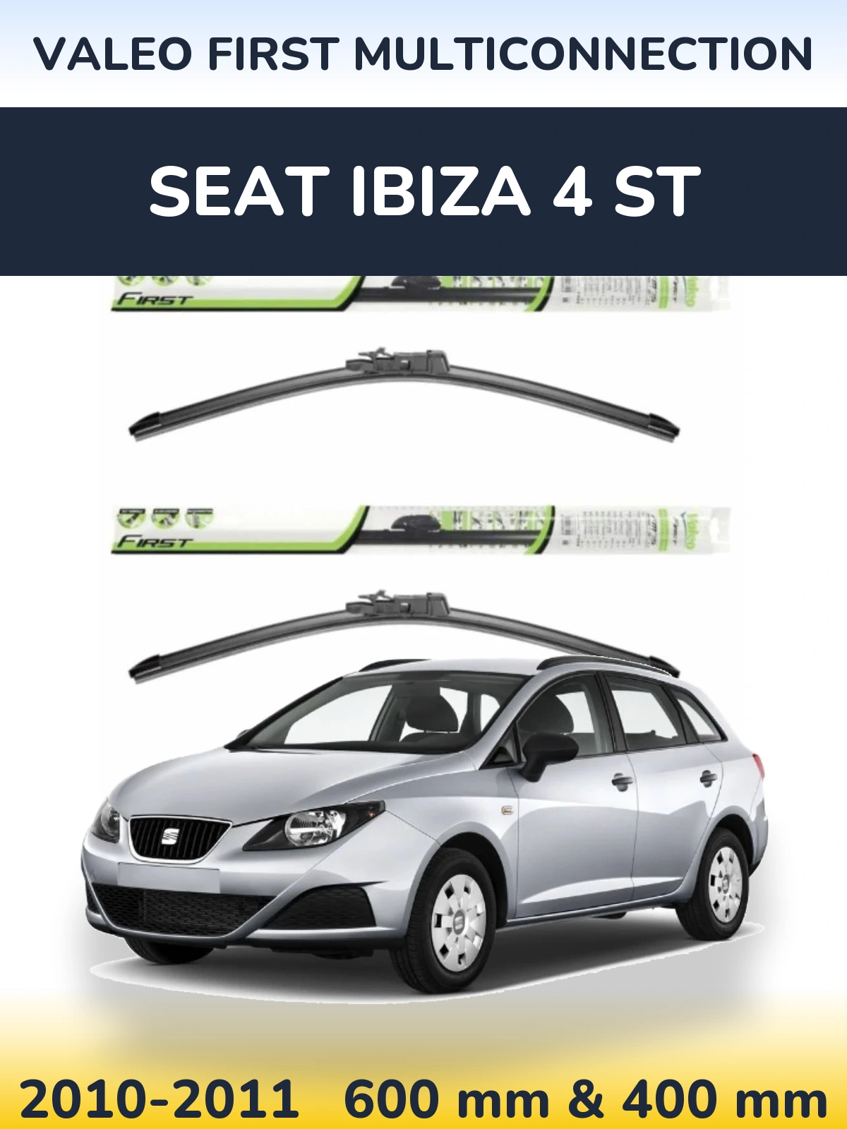 Комплект передних дворников Valeo First MultiConnection 600 & 400 мм для SEAT Ibiza 4 ST 2010-2011