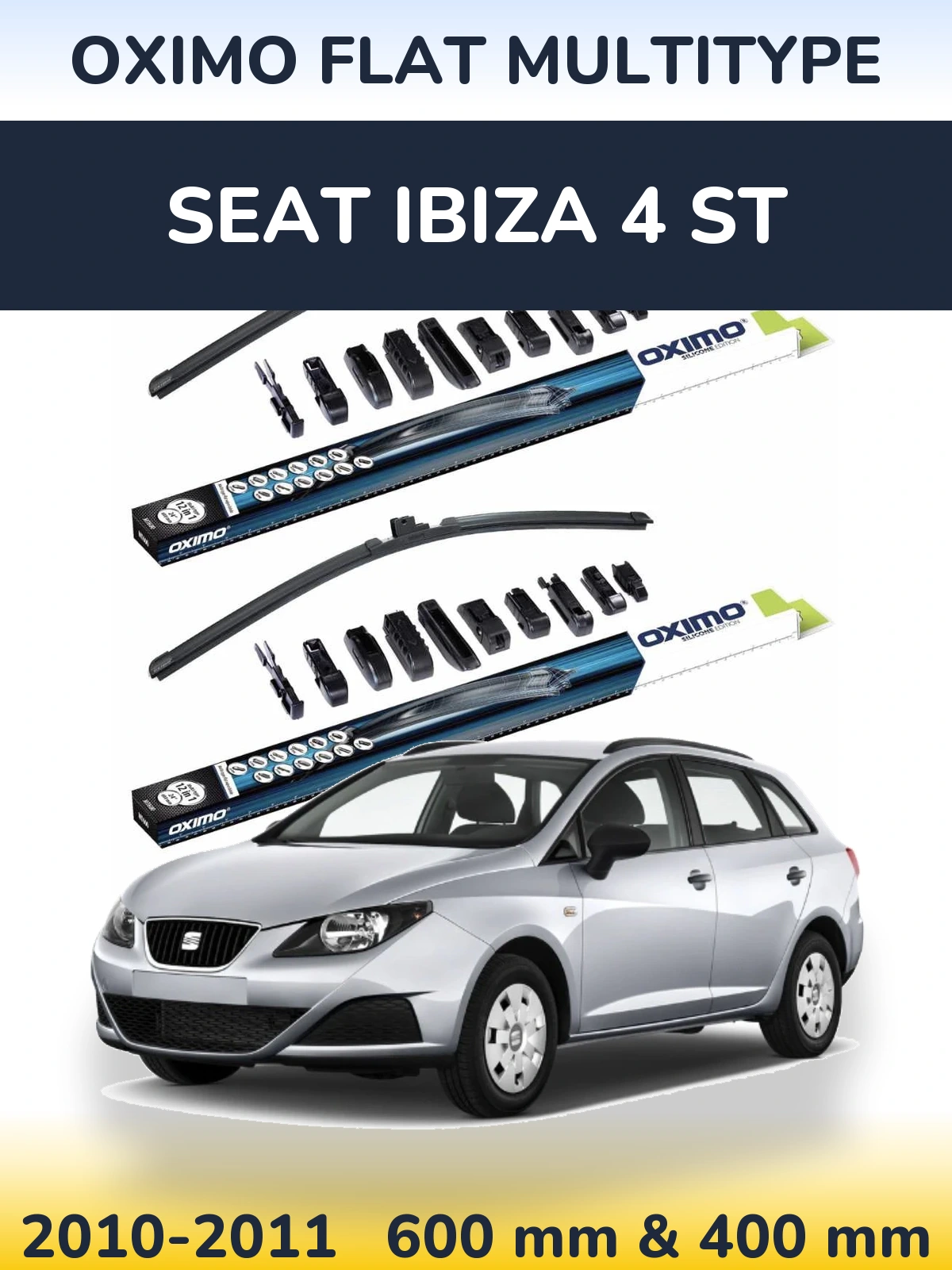Komplet przednich wycieraczek Oximo Flat MultiType 600 & 400 mm do SEAT Ibiza 4 ST 2010-2011