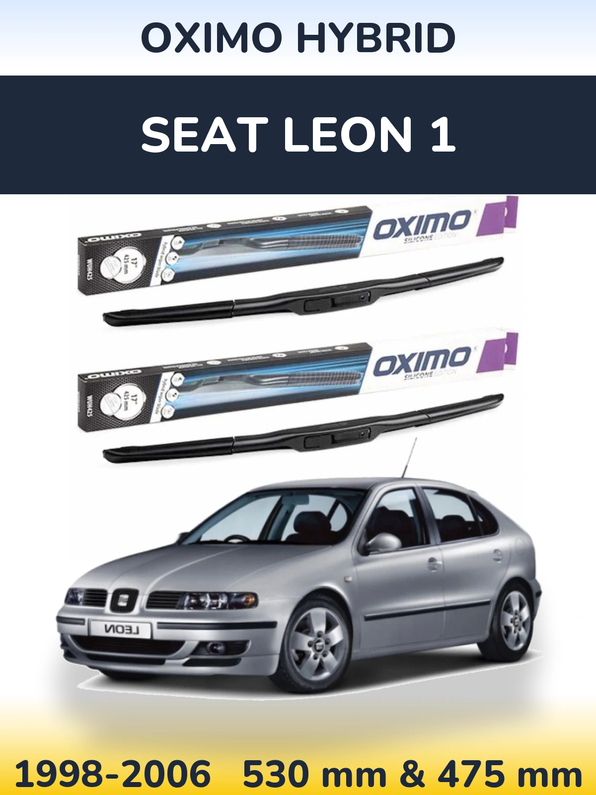 Комплект передних дворников Oximo Hybrid 530 & 475 мм для SEAT Leon 1 1998-2006