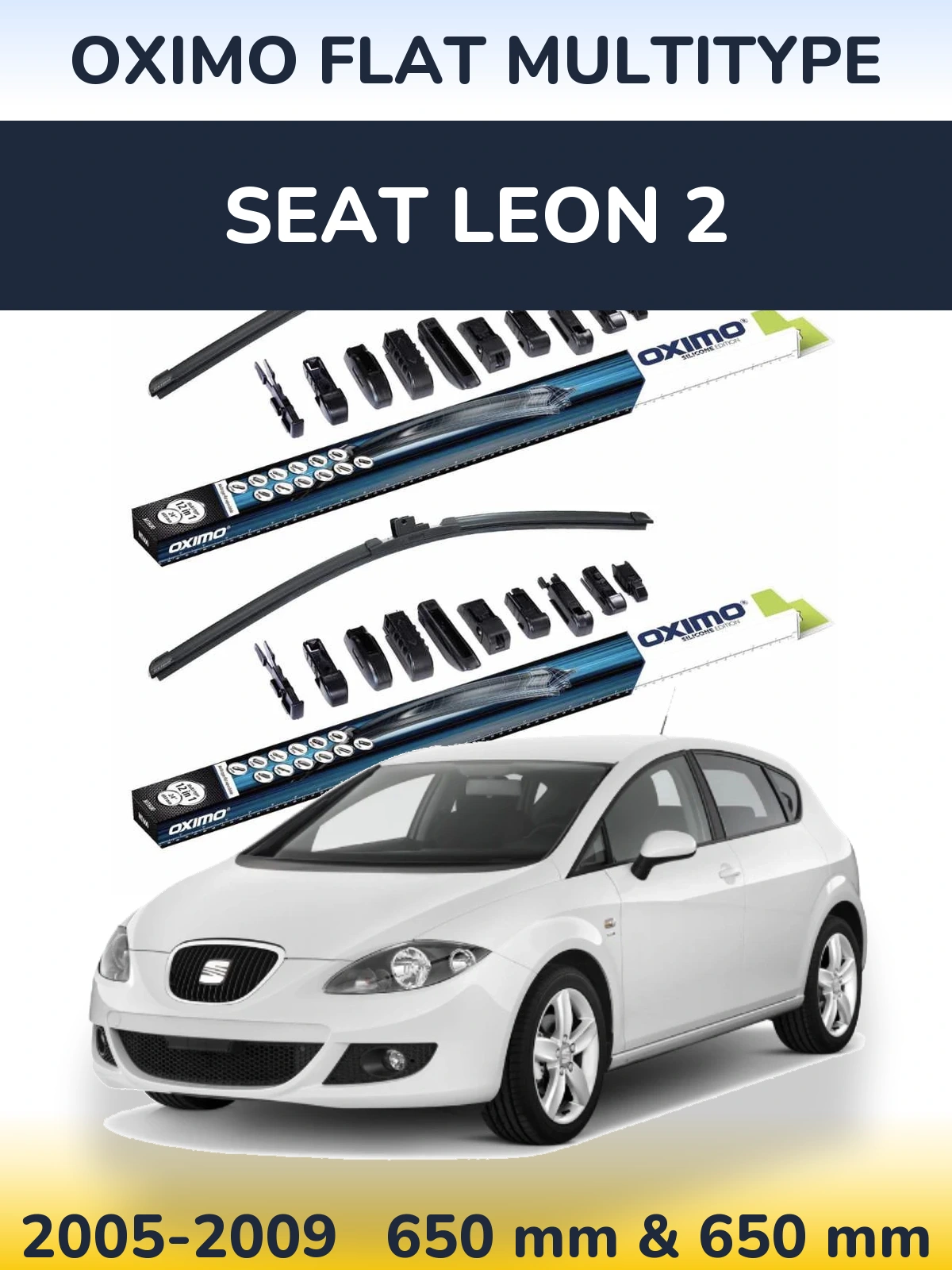 Комплект передних дворников Oximo Flat MultiТипe 650 & 650 мм для SEAT Leon 2 2005-2009