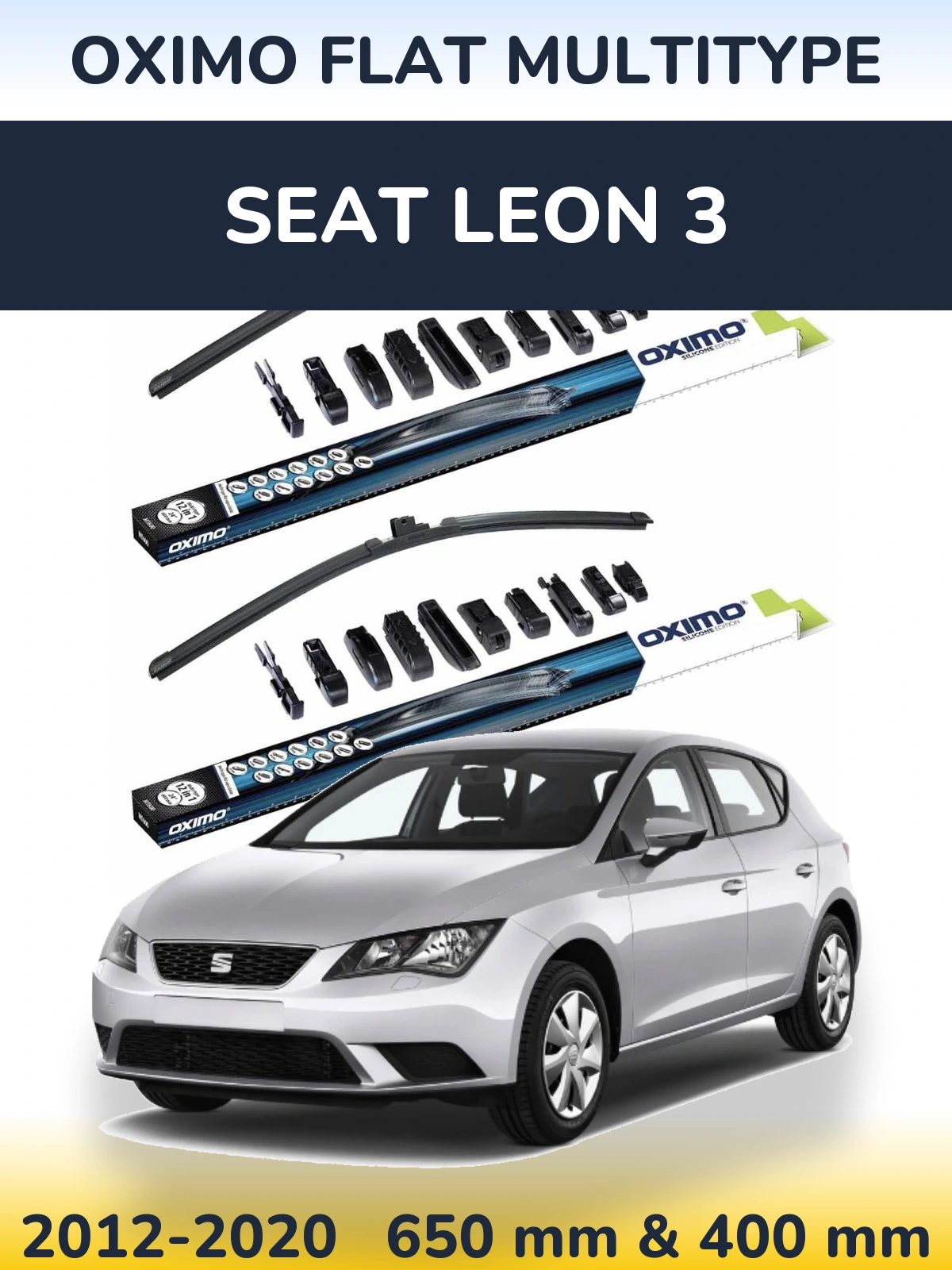 Komplet przednich wycieraczek Oximo Flat MultiType 650 & 400 mm do SEAT Leon 3 2012-2020