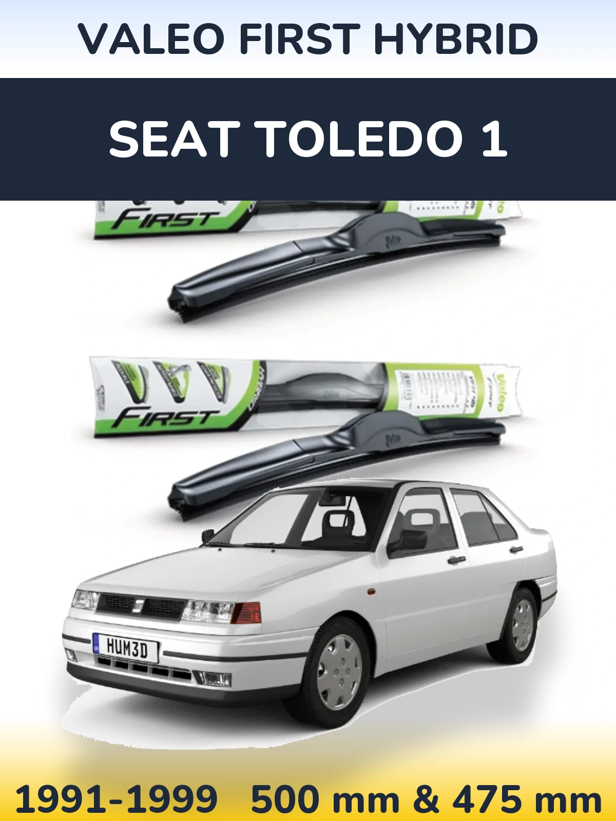 Комплект передних дворников Valeo First Hybrid 500 & 475 мм для SEAT Toledo 1 1991-1999