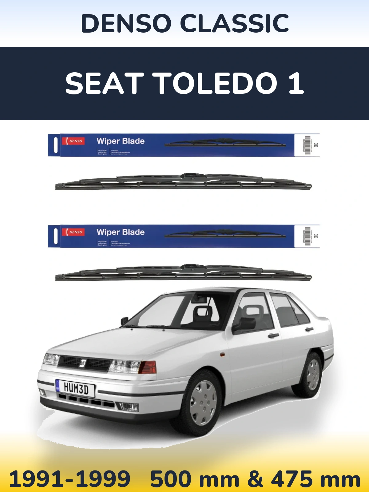 Комплект передніх щіток Denso Classic 500 & 475 мм для SEAT Toledo 1 1991-1999