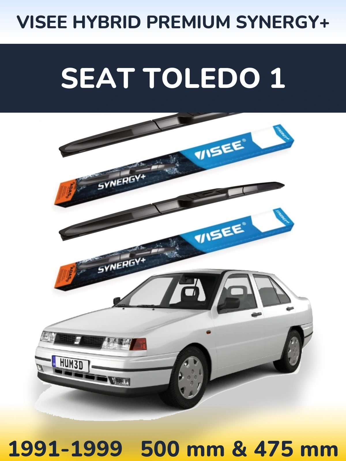 Комплект передних дворников VISEE HYBRID PREMIUM SYNERGY+ 500 & 475 мм для SEAT Toledo 1 1991-1999