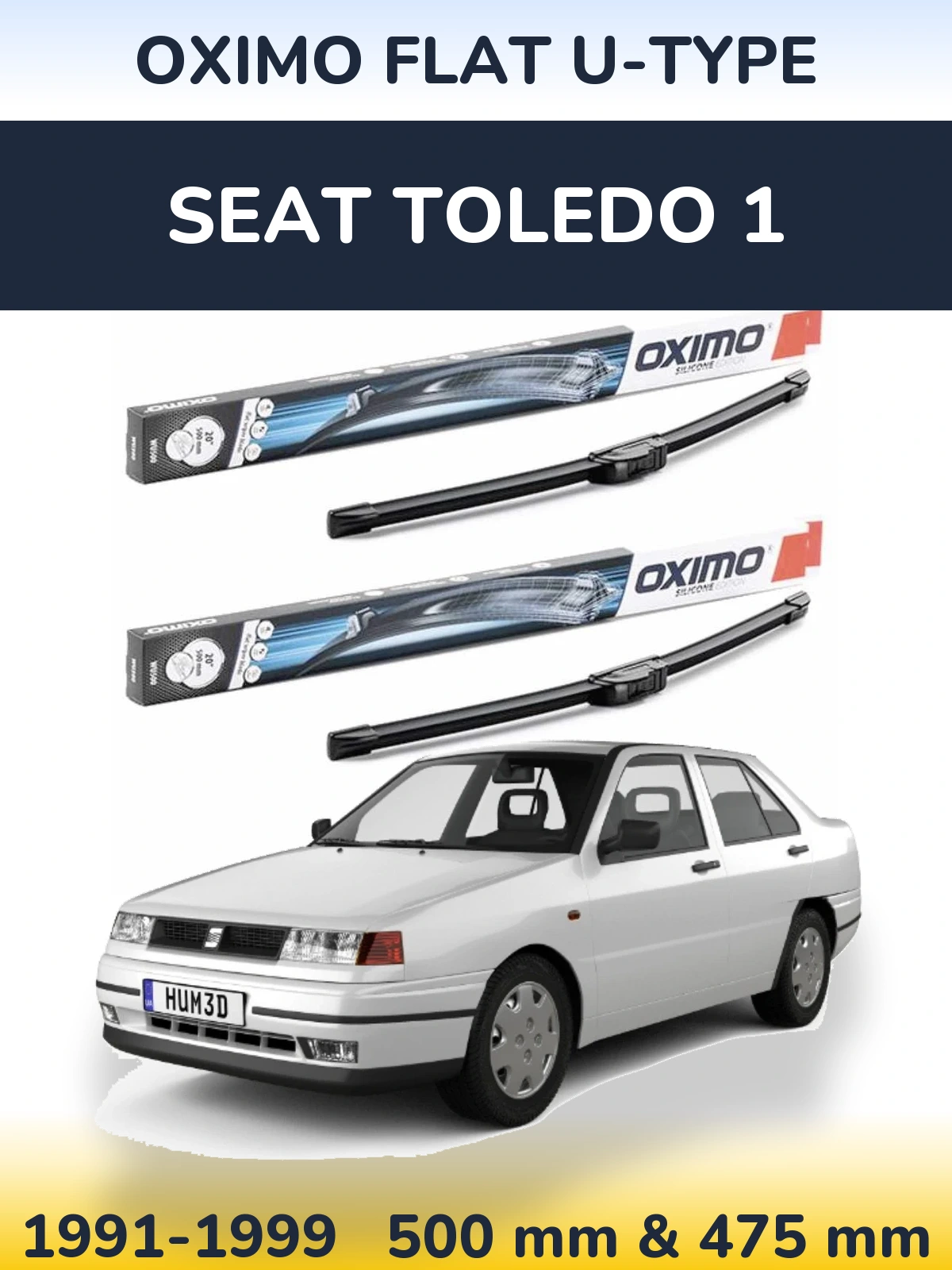 Комплект передних дворников Oximo Flat U-type 500 & 475 мм для SEAT Toledo 1 1991-1999