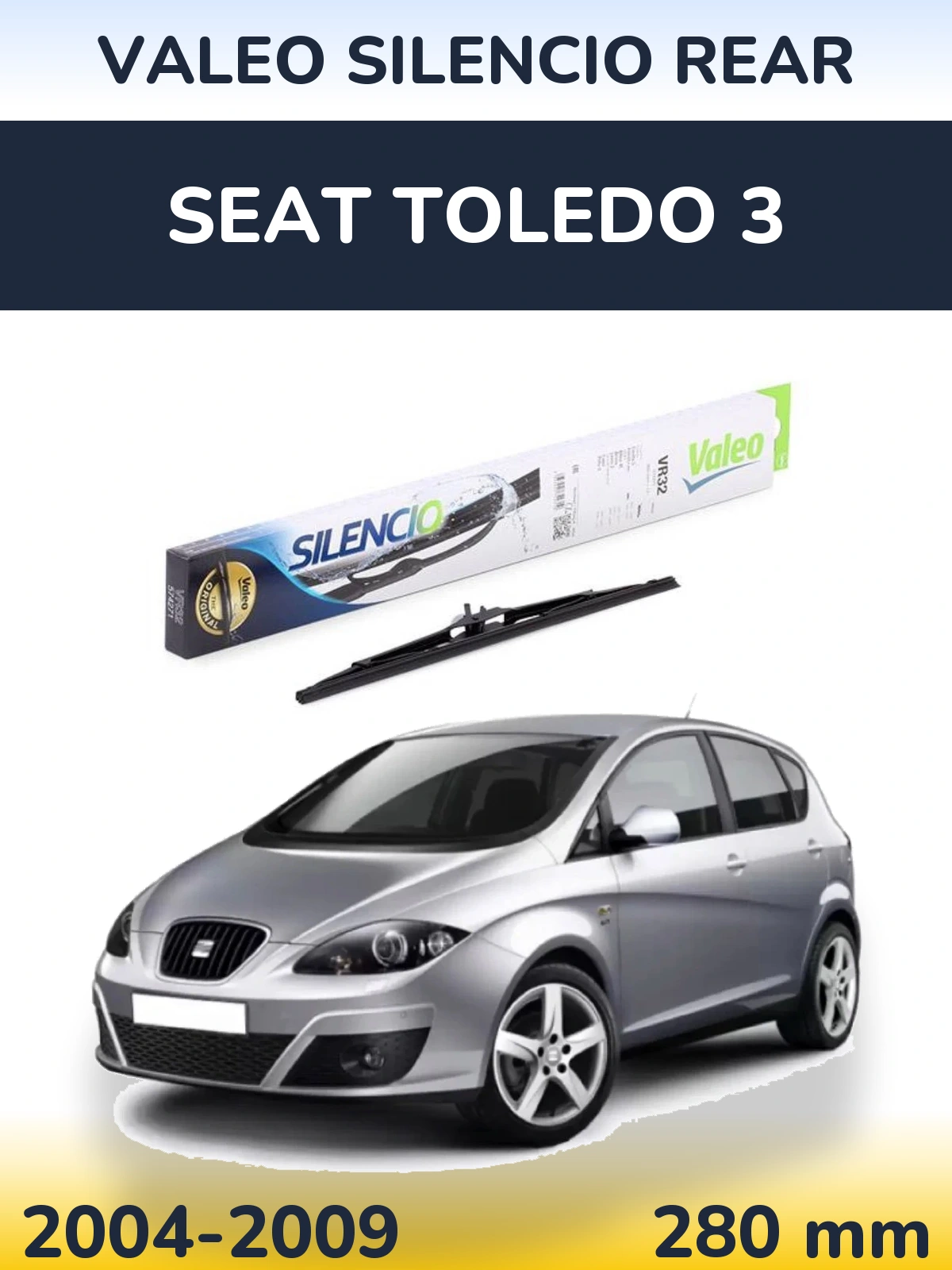 Rear wiper blade Valeo Silencio Rear 280 mm for SEAT Toledo 3 2004-2009