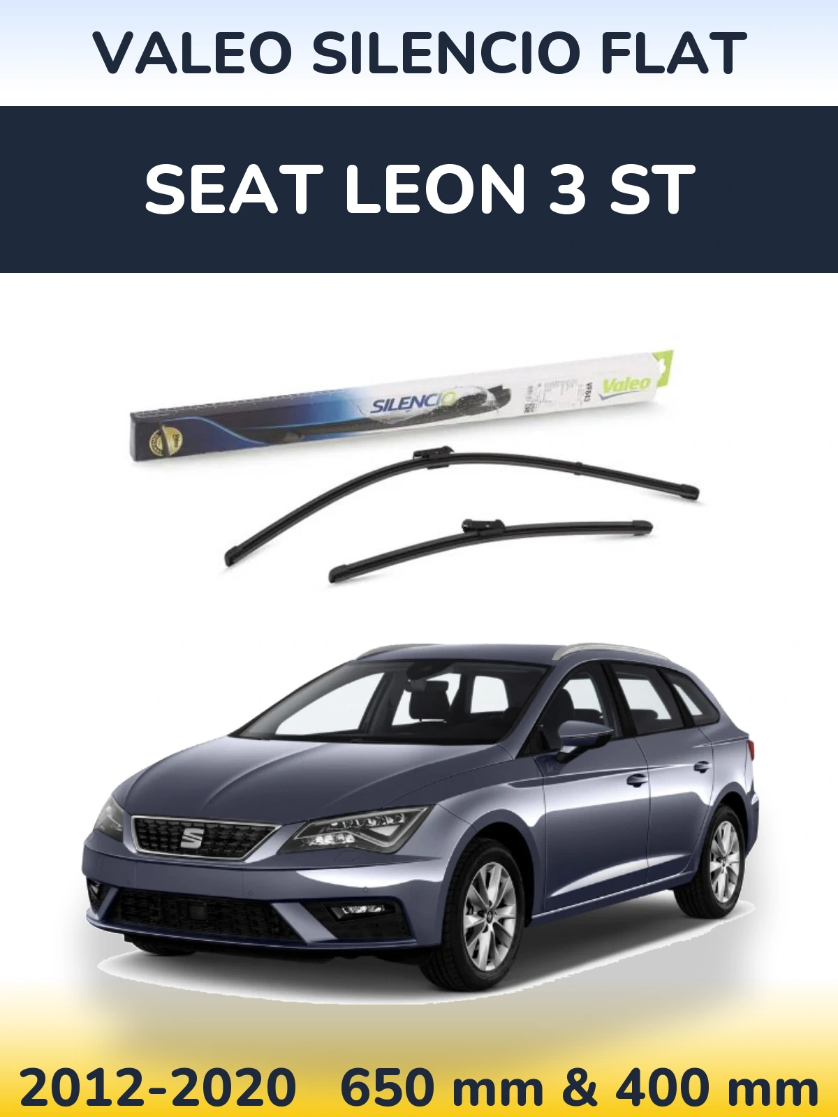 Komplet przednich wycieraczek Valeo Silencio Flat 650 & 400 mm do SEAT Leon 3 ST 2012-2020