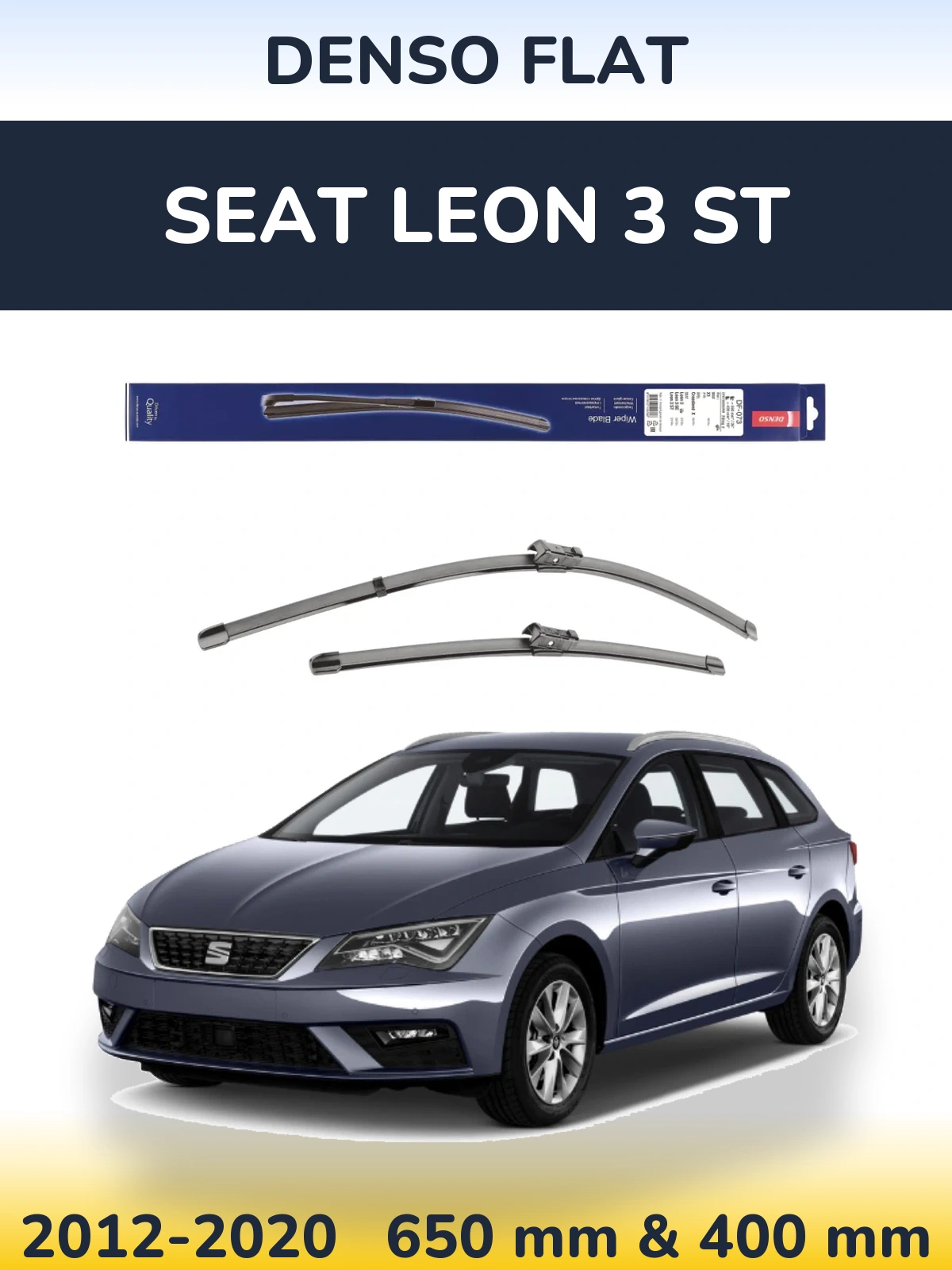 Komplet przednich wycieraczek Denso Flat 650 & 400 mm do SEAT Leon 3 ST 2012-2020