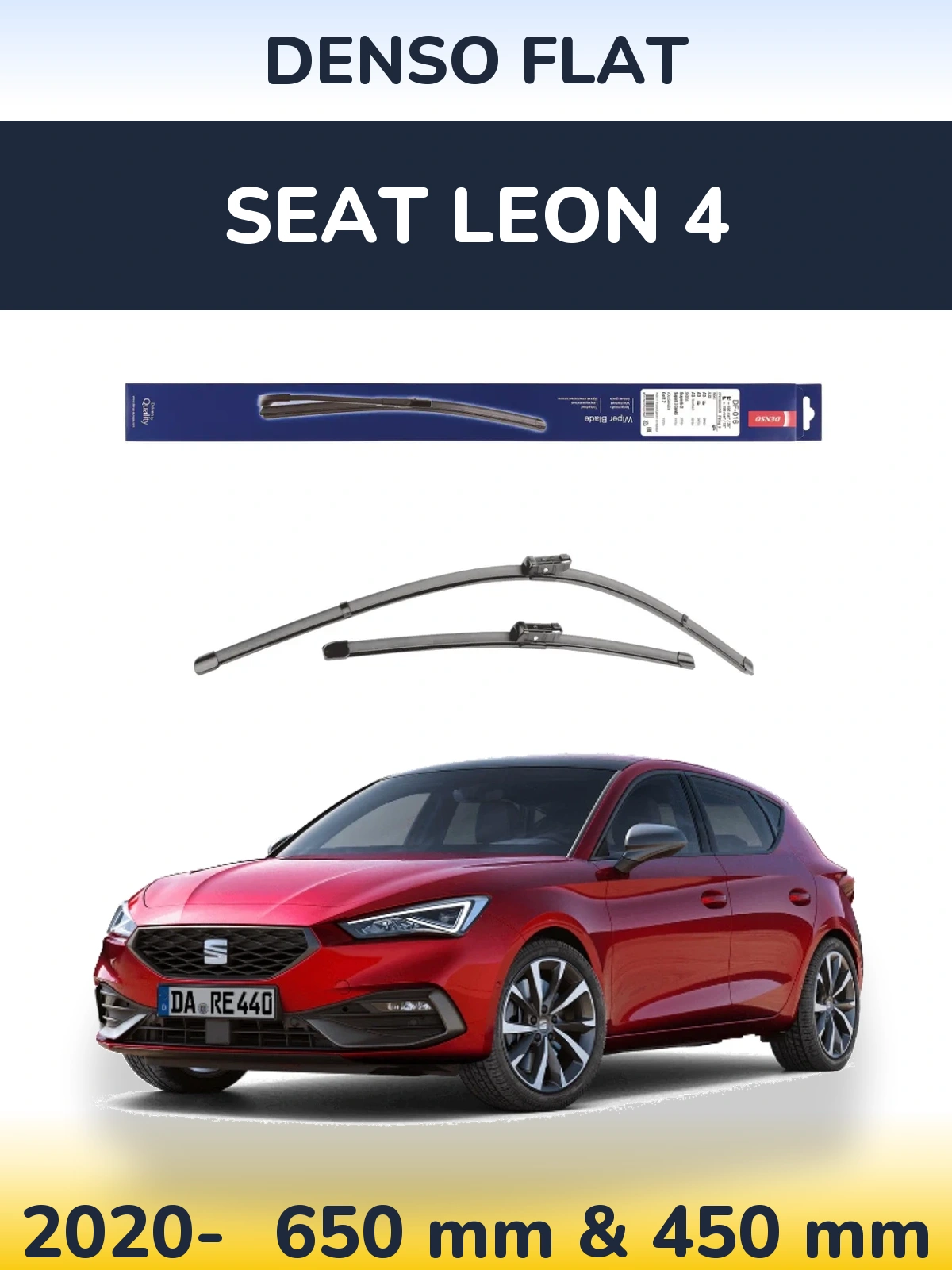 Комплект передніх щіток Denso Flat 650 & 450 мм для SEAT Leon 4 2020-2026
