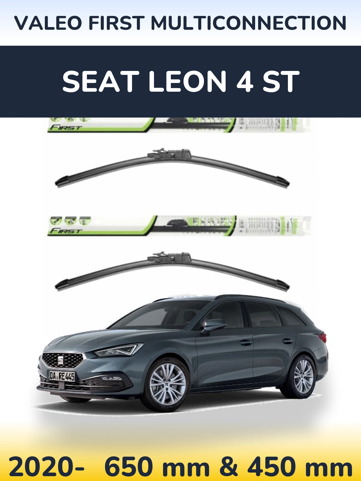 Komplet przednich wycieraczek Valeo First MultiConnection 650 & 450 mm do SEAT Leon 4 ST 2020-2026