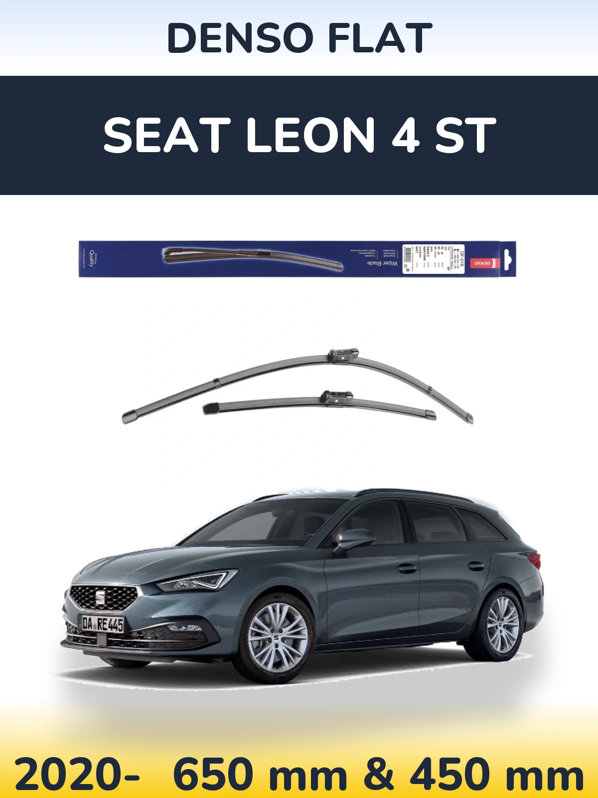 Комплект передних дворников Denso Flat 650 & 450 мм для SEAT Leon 4 ST 2020-2026