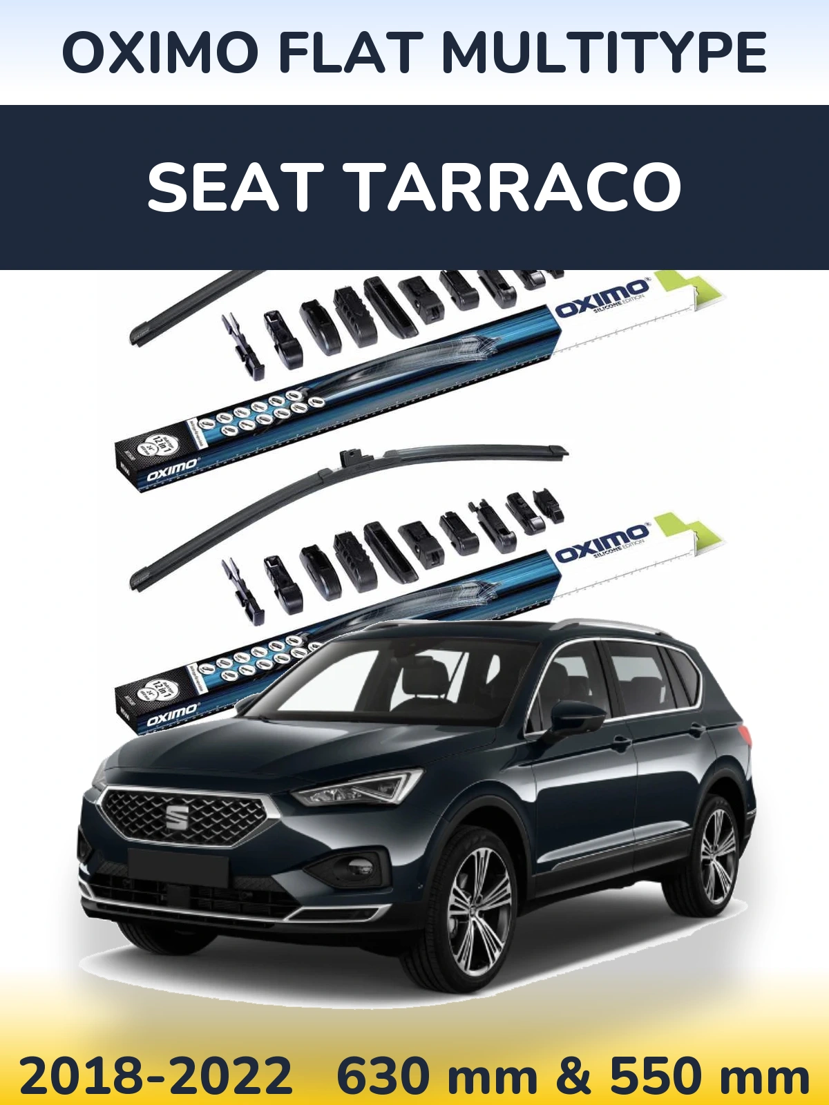 Front wiper blade set Oximo Flat MultiTypee 600 & 550 mm for SEAT Tarraco 2018-2022