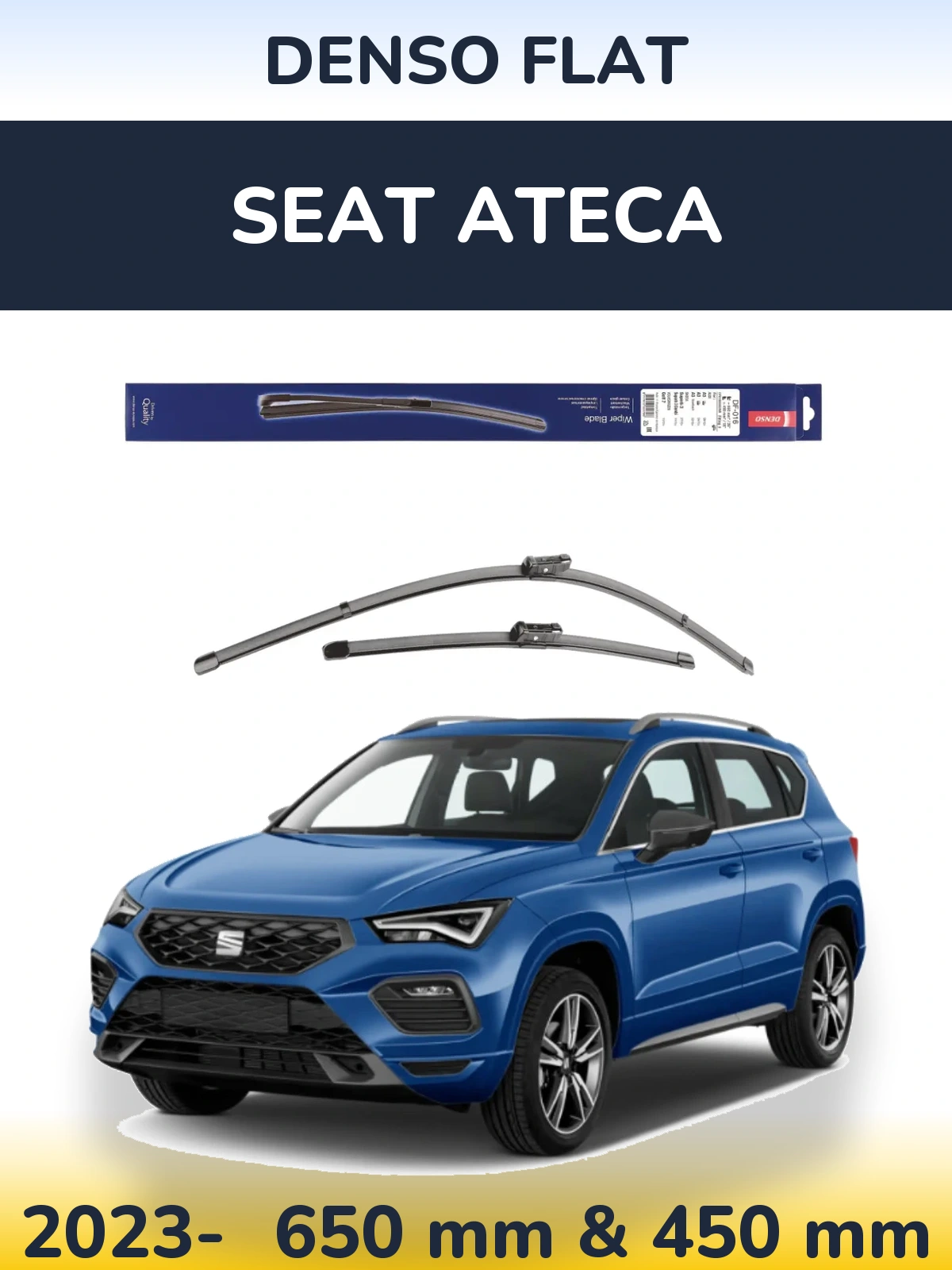 Комплект передніх щіток Denso Flat 650 & 450 мм для SEAT Ateca 2023-2026