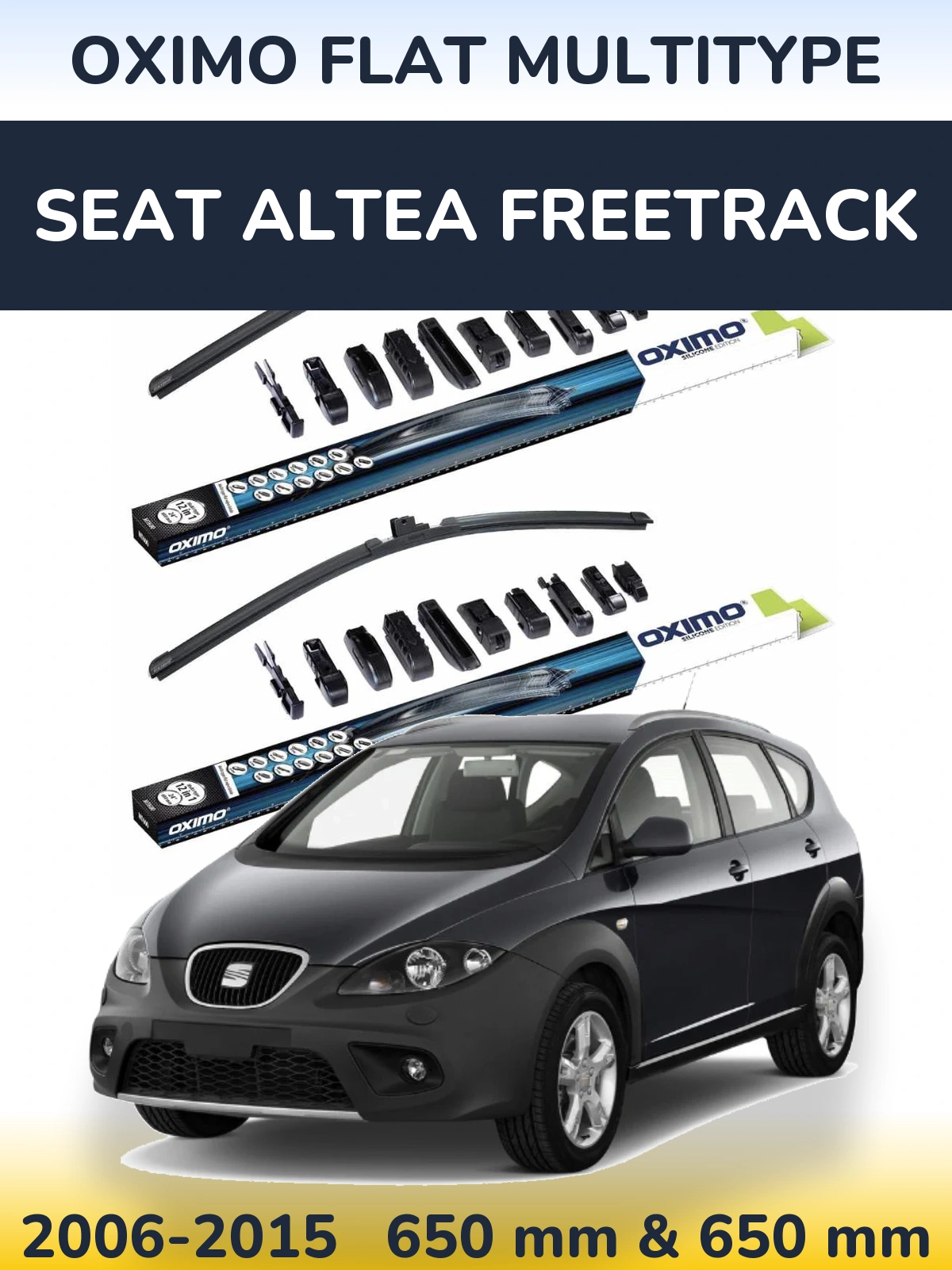 Komplet przednich wycieraczek Oximo Flat MultiType 650 & 650 mm do SEAT Altea Freetrack 2006-2015