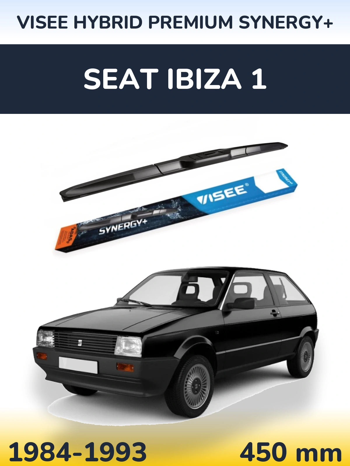 Front wiper blade VISEE HYBRID PREMIUM SYNERGY+ 450 mm for SEAT Ibiza 1 1984-1993