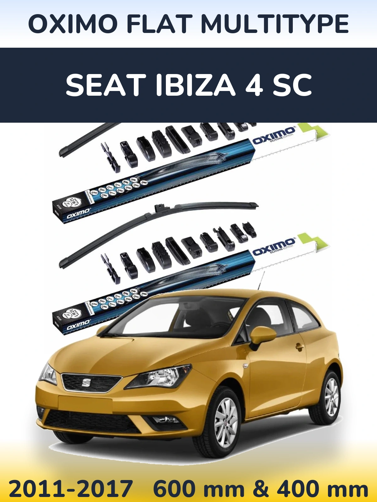 Комплект передних дворников Oximo Flat MultiТипe 600 & 400 мм для SEAT Ibiza 4 SC 2011-2017