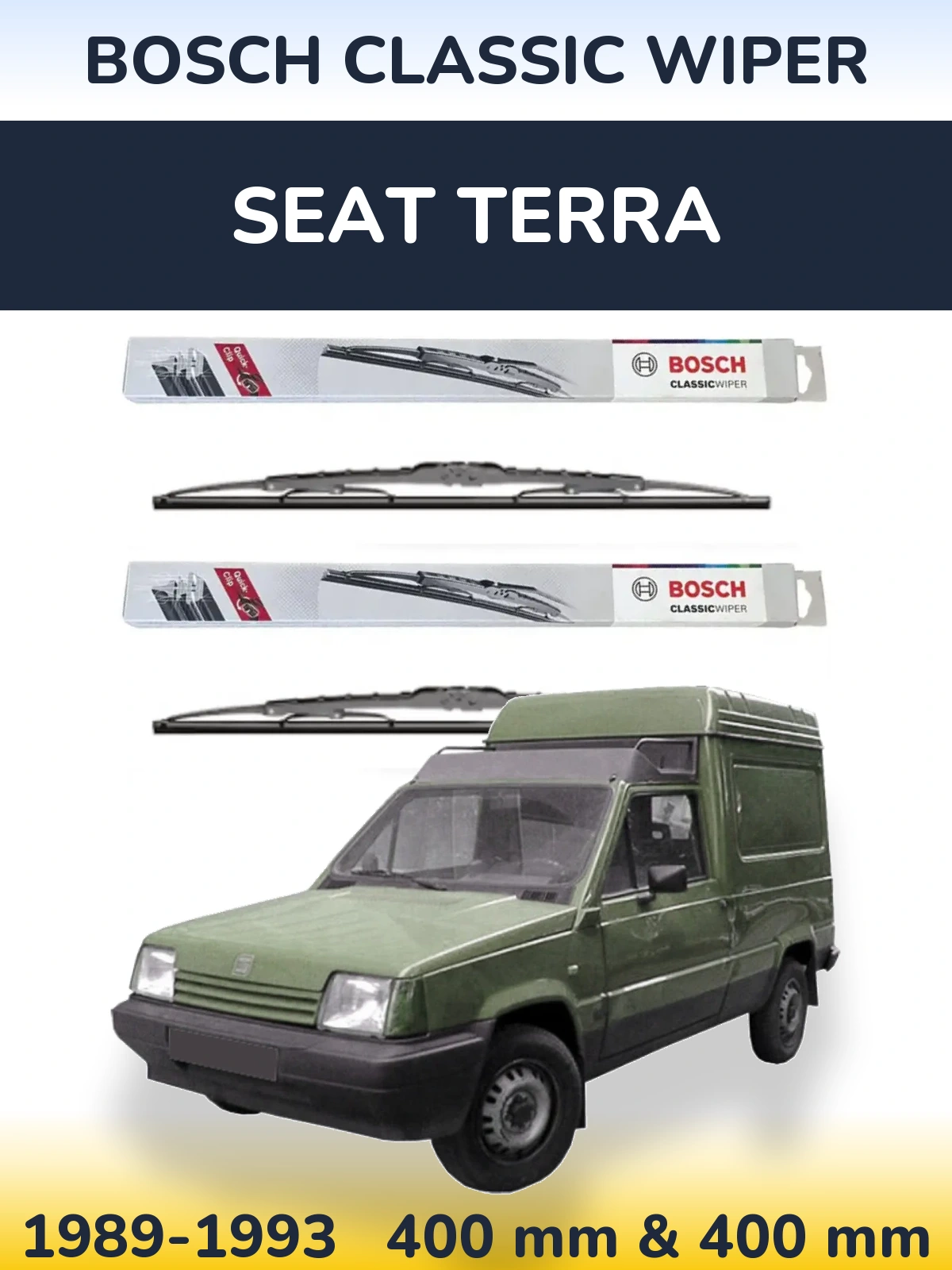 Комплект передних дворников BOSCH Classic Wiper 400 & 400 мм для SEAT Terra 1989-1993