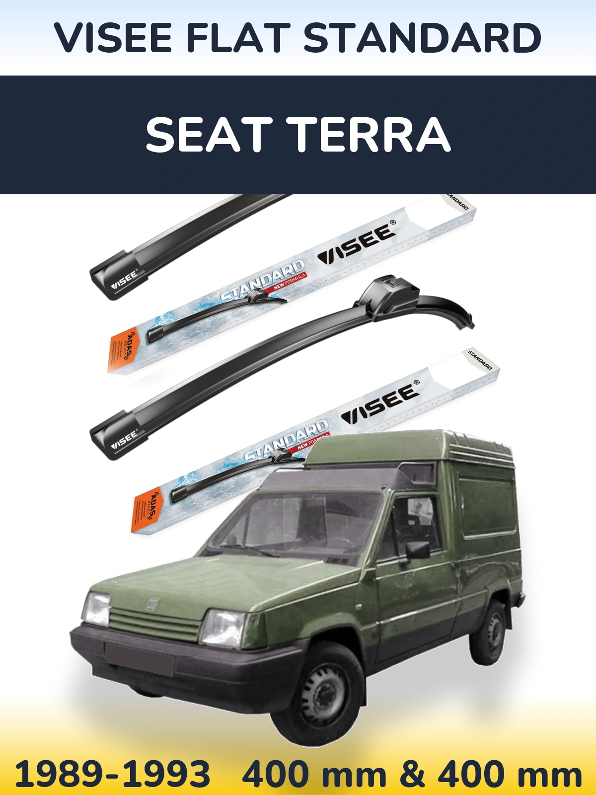 Комплект передних дворников VISEE FLAT STANDARD 400 & 400 мм для SEAT Terra 1989-1993