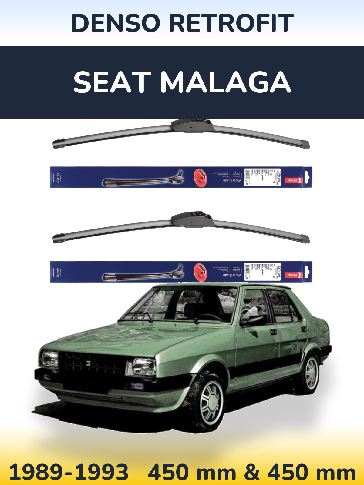 Komplet przednich wycieraczek Denso Retrofit 450 & 450 mm do SEAT Malaga 1989-1993