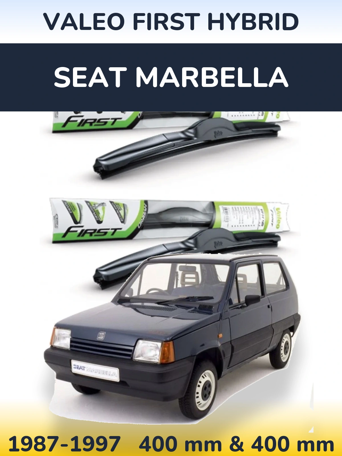 Front wiper blade set Valeo First Hybrid 400 & 400 mm for SEAT Marbella 1987-1997