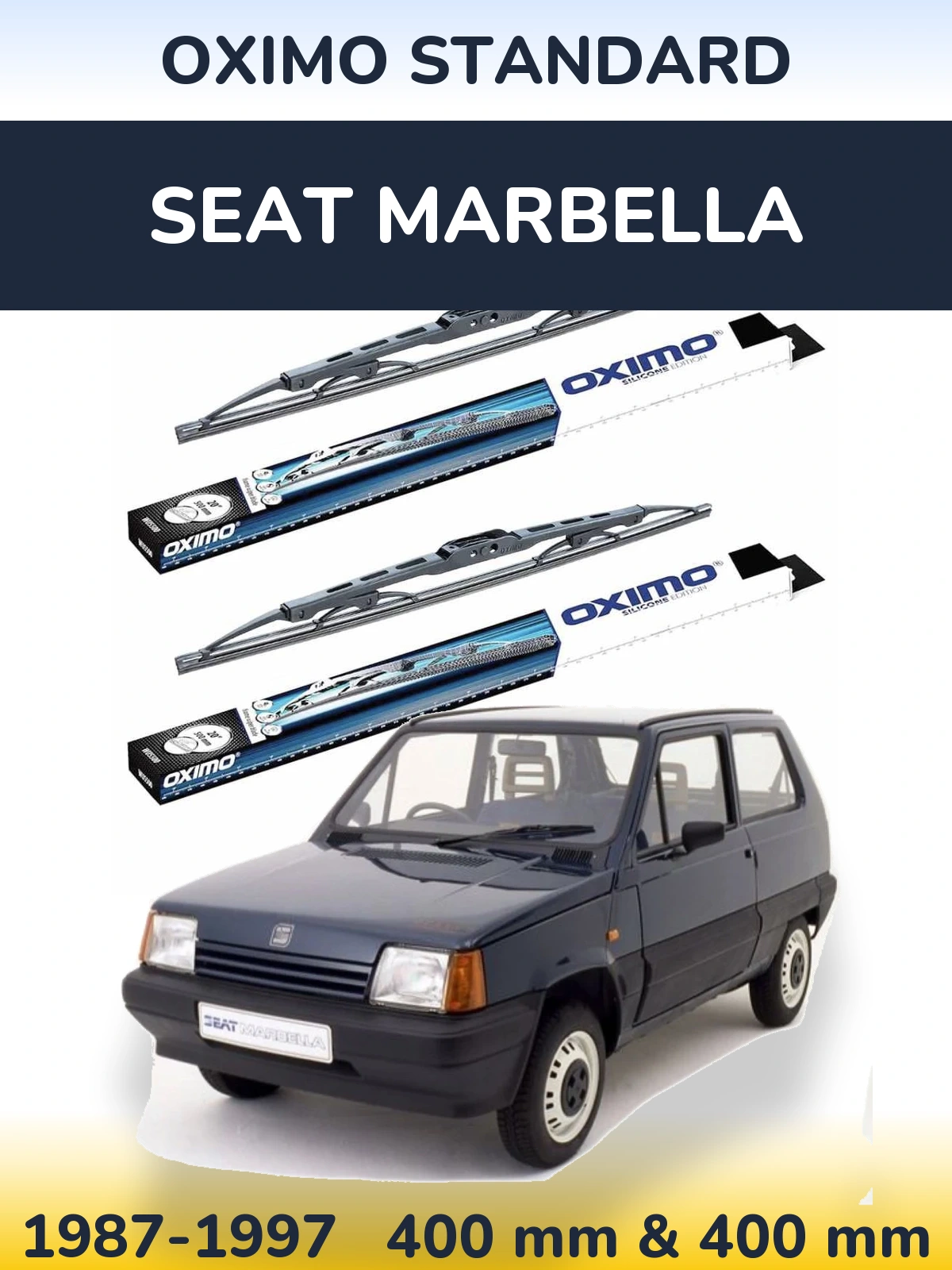 Front wiper blade set Oximo Standard 400 & 400 mm for SEAT Marbella 1987-1997