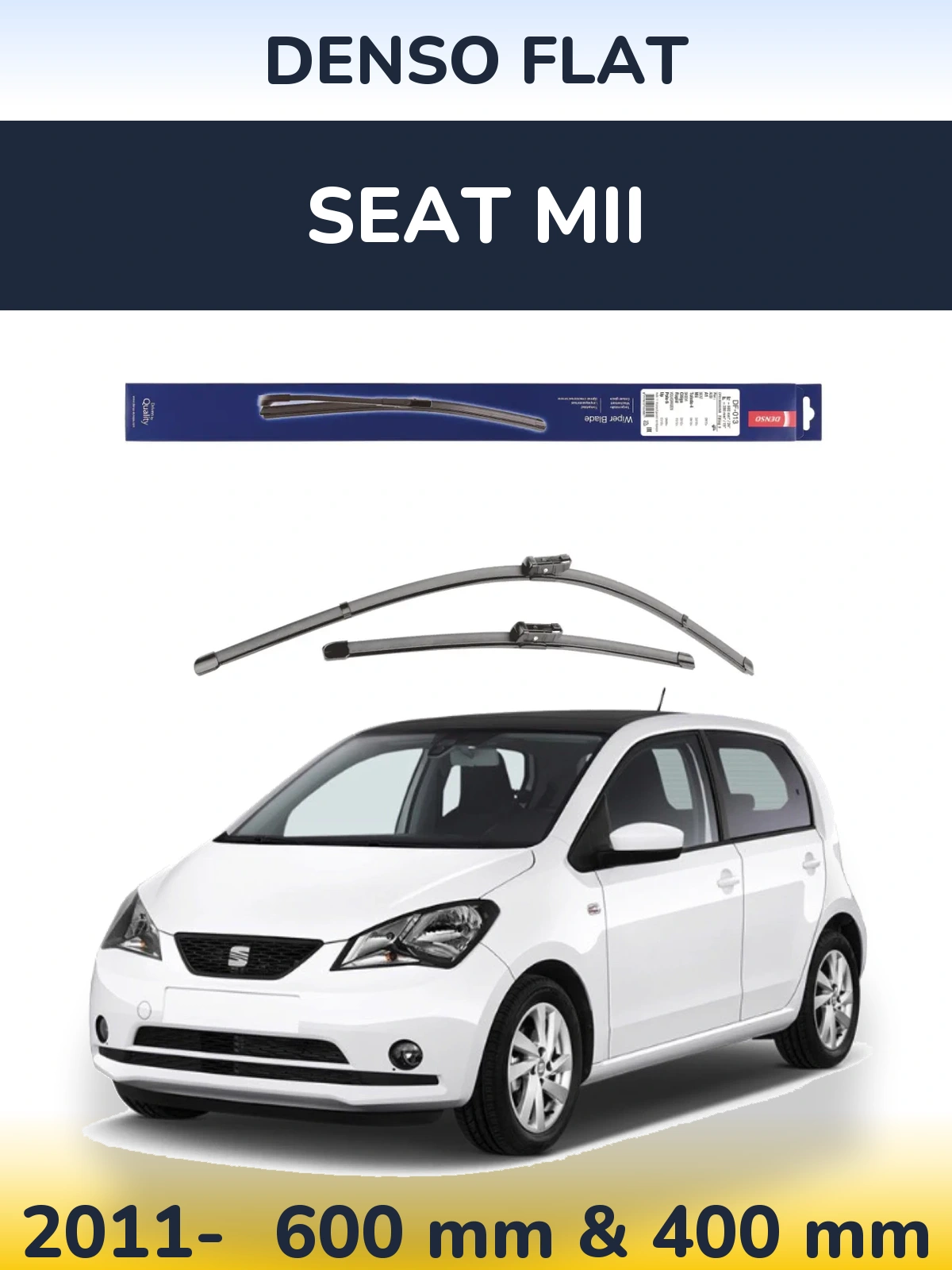 Комплект передних дворников Denso Flat 600 & 380 мм для SEAT Mii 2011-2026
