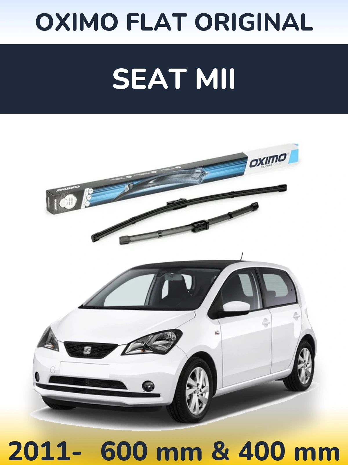 Komplet przednich wycieraczek Oximo Flat Original 600 & 400 mm do SEAT Mii 2011-2026