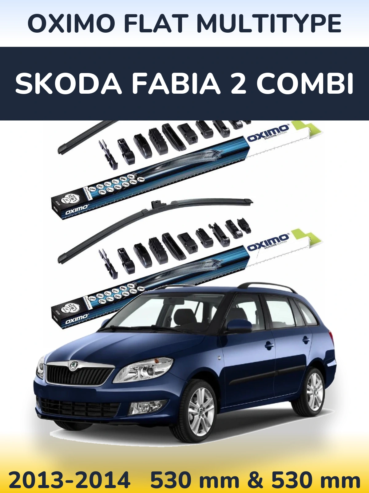 Комплект передних дворников Oximo Flat MultiТипe 530 & 530 мм для Skoda Fabia 2 Combi 2013-2014