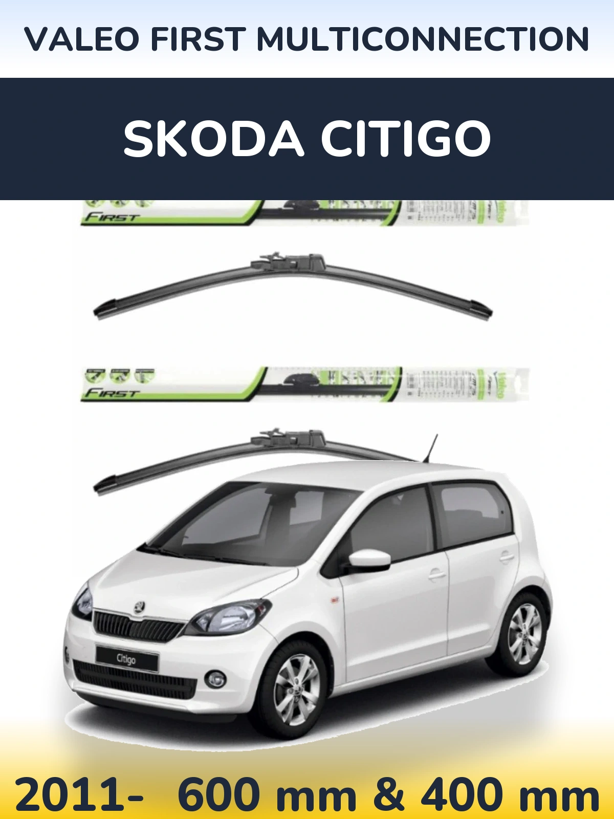 Komplet przednich wycieraczek Valeo First MultiConnection 600 & 400 mm do Skoda Citigo 2011-2026
