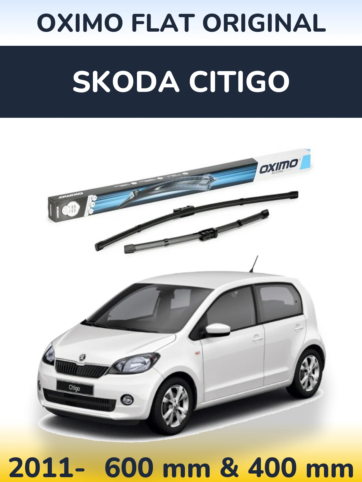 Komplet przednich wycieraczek Oximo Flat Original 600 & 400 mm do Skoda Citigo 2011-2026
