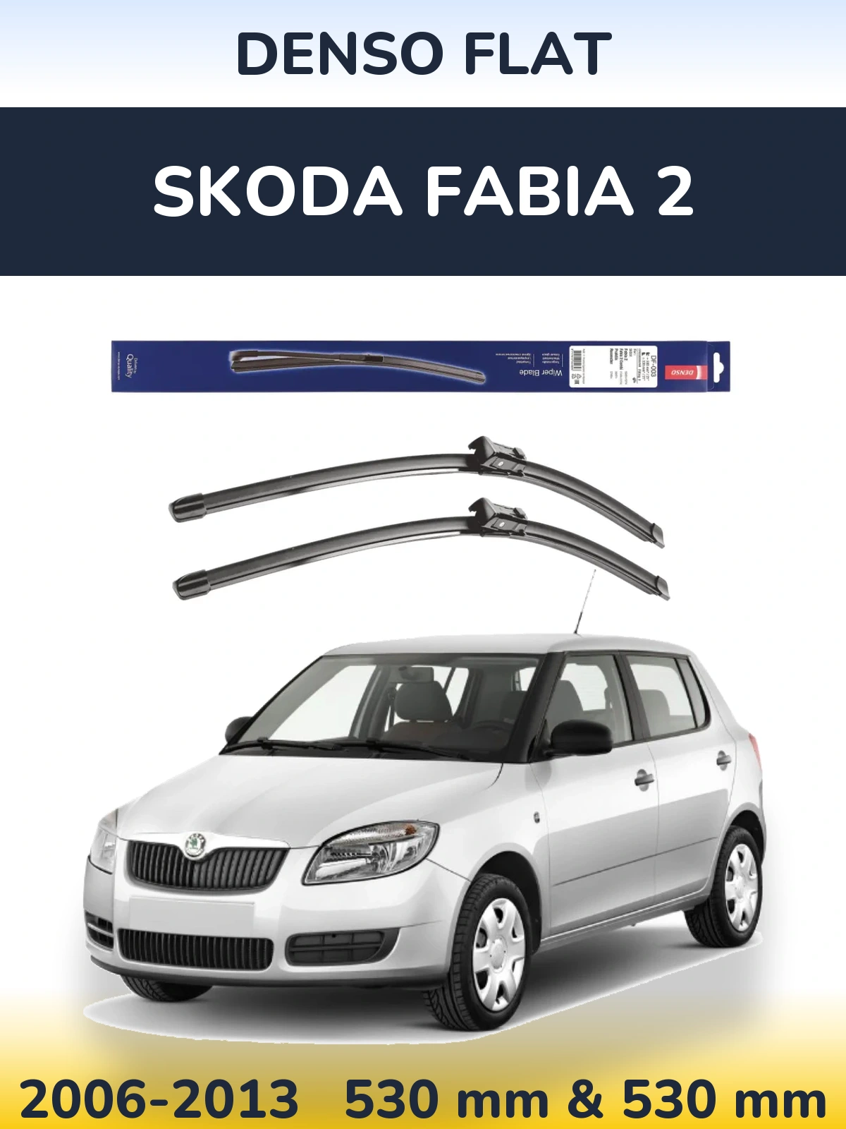 Komplet przednich wycieraczek Denso Flat 530 & 530 mm do Skoda Fabia 2 2006-2013