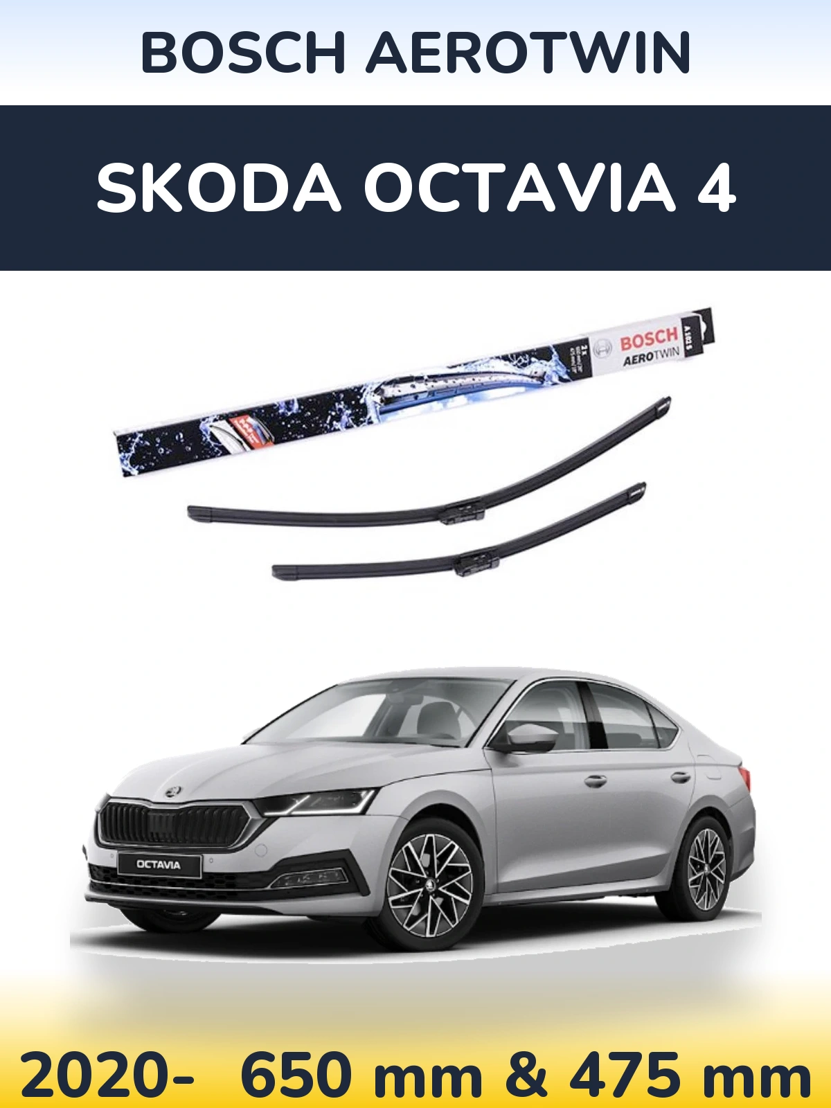 Komplet przednich wycieraczek BOSCH AeroTwin 650 & 475 mm do Skoda Octavia 4 2020-2026