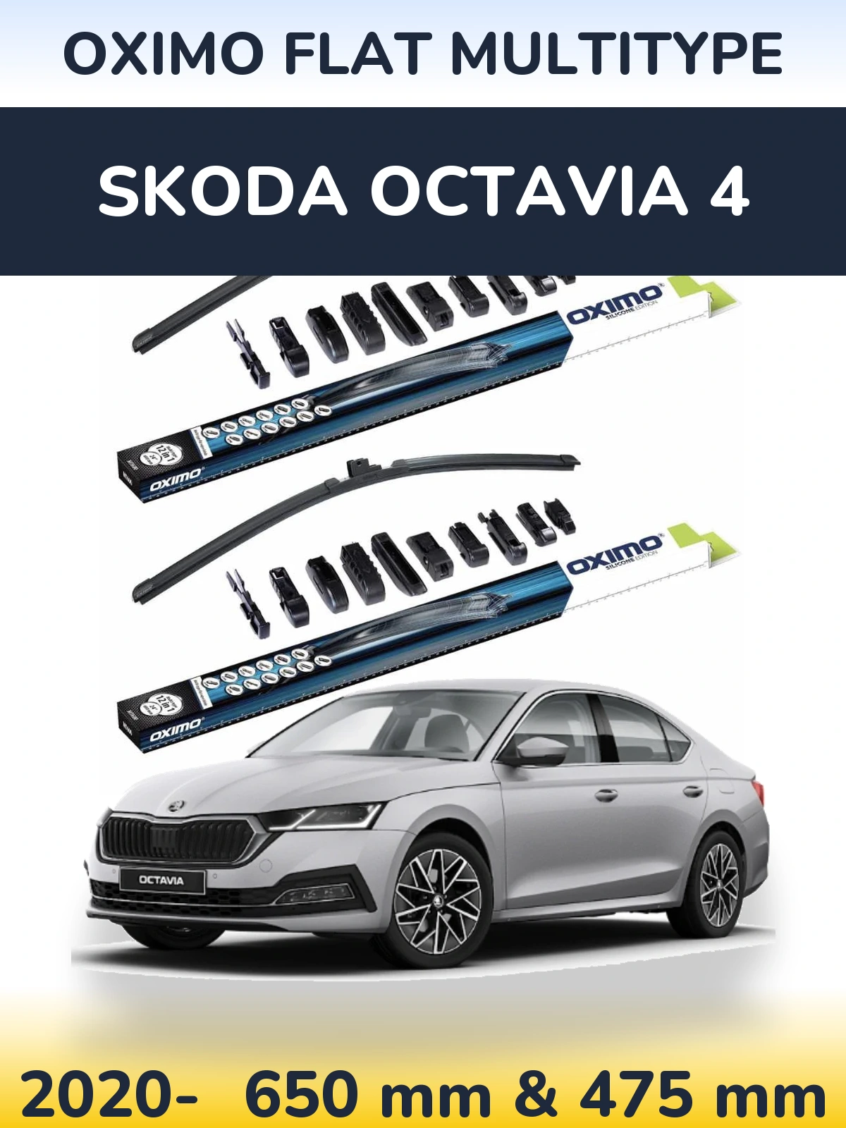 Komplet przednich wycieraczek Oximo Flat MultiType 650 & 475 mm do Skoda Octavia 4 2020-2026