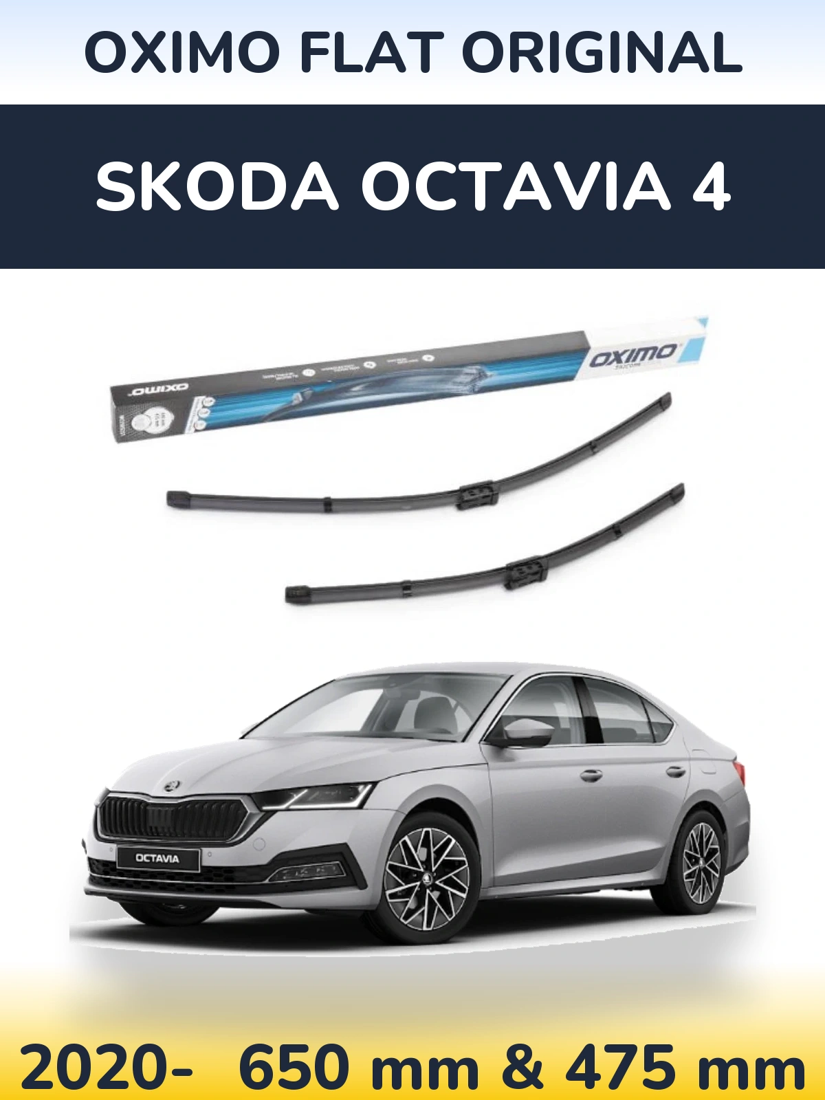 Komplet przednich wycieraczek Oximo Flat Original 650 & 475 mm do Skoda Octavia 4 2020-2026