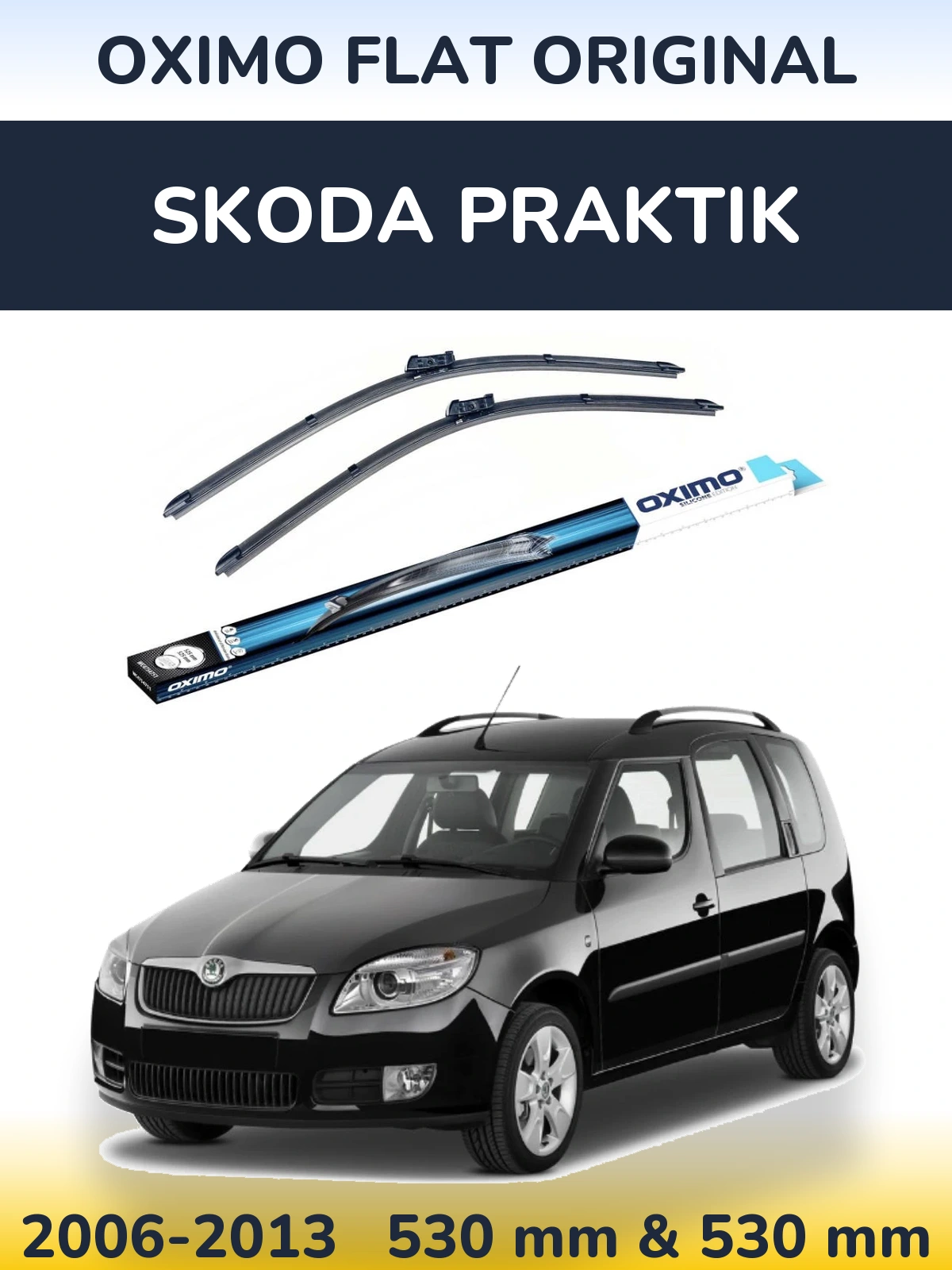 Комплект передних дворников Oximo Flat Original 530 & 530 мм для Skoda Praktik 2006-2013