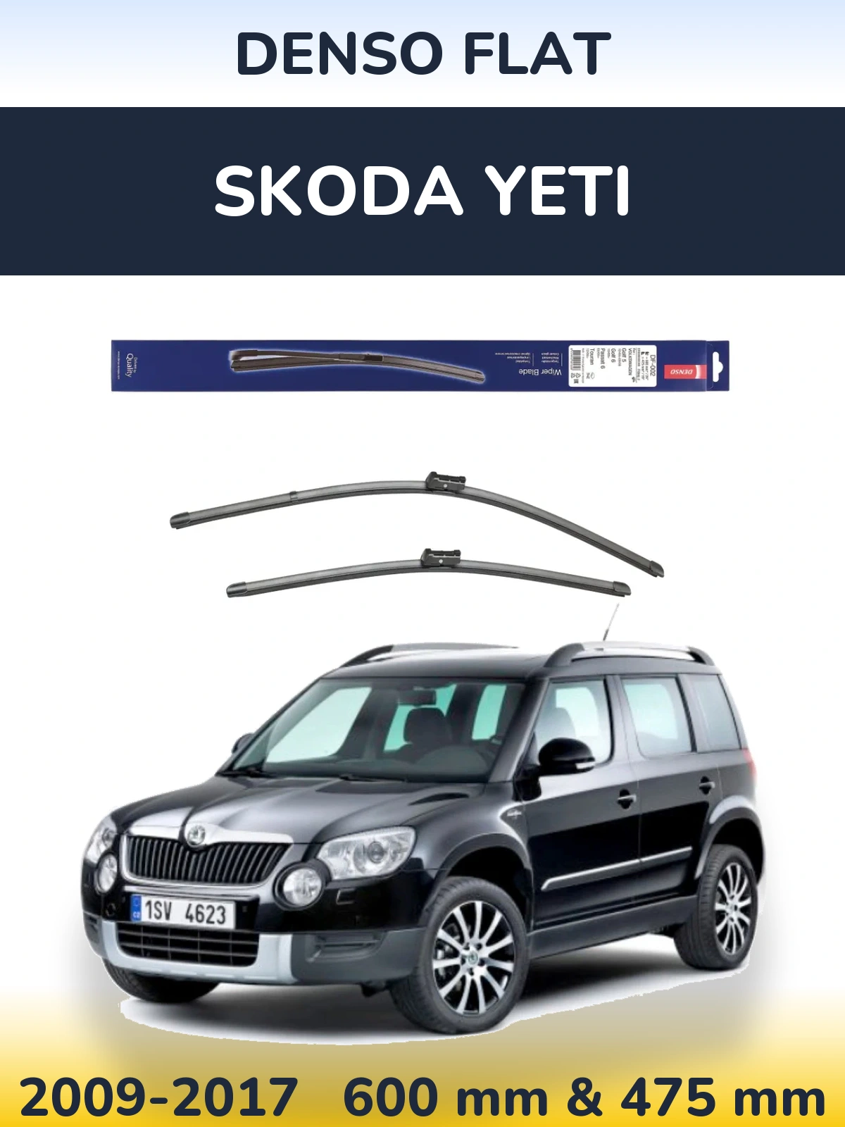 Комплект передних дворников Denso Flat 600 & 475 мм для Skoda Yeti 2009-2017