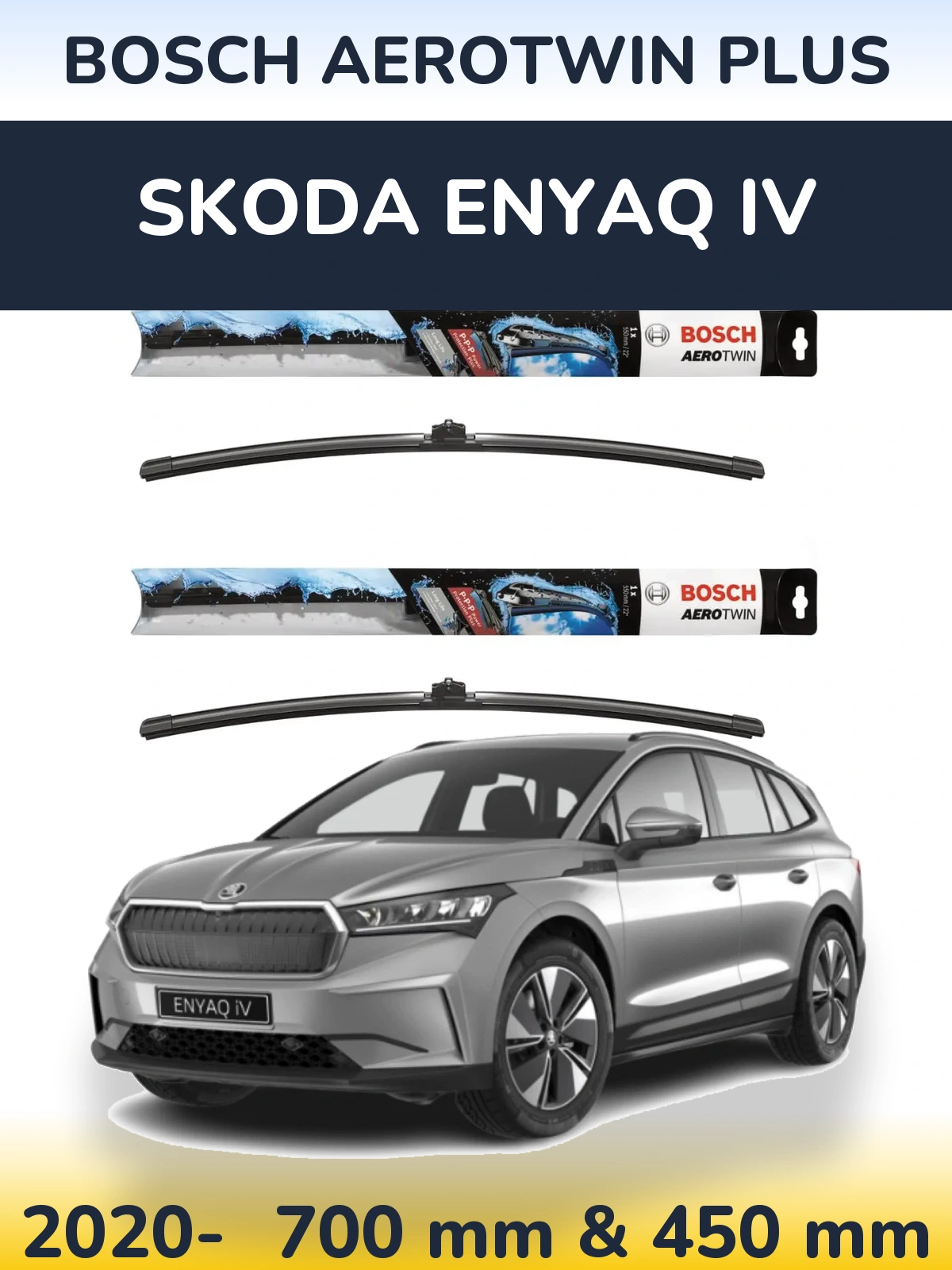 Komplet przednich wycieraczek BOSCH AeroTwin Plus 700 & 450 mm do Skoda Enyaq iV 2020-2026