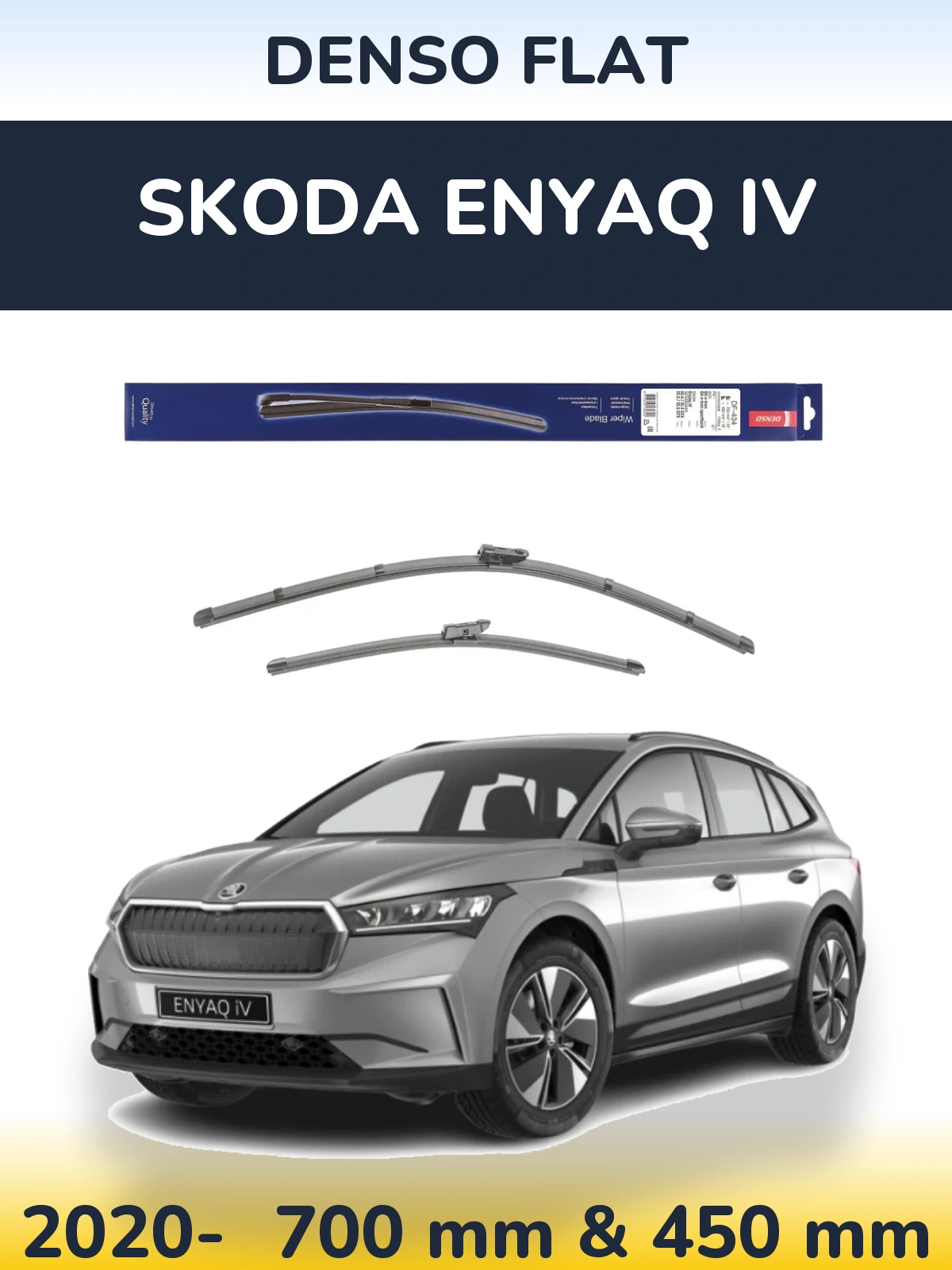 Комплект передних дворников Denso Flat 700 & 450 мм для Skoda Enyaq iV 2020-2026