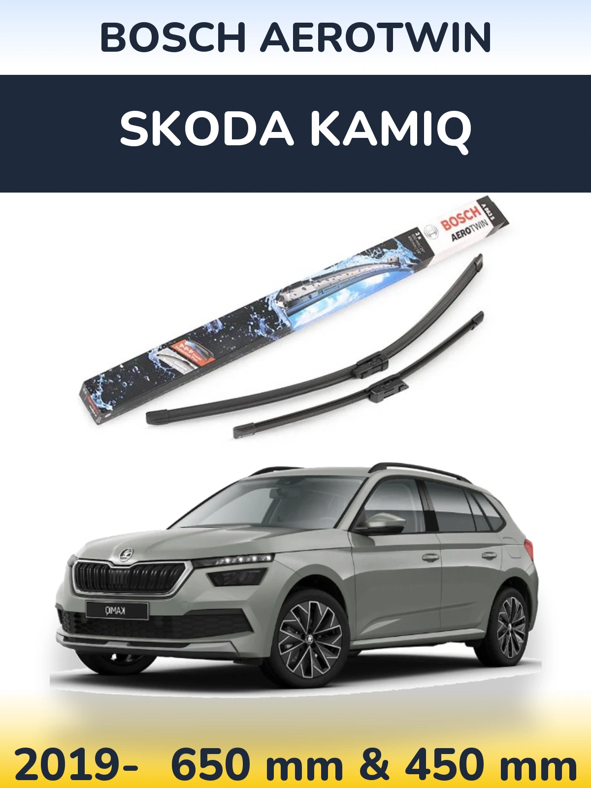 Komplet przednich wycieraczek BOSCH AeroTwin 650 & 450 mm do Skoda Kamiq 2019-2026