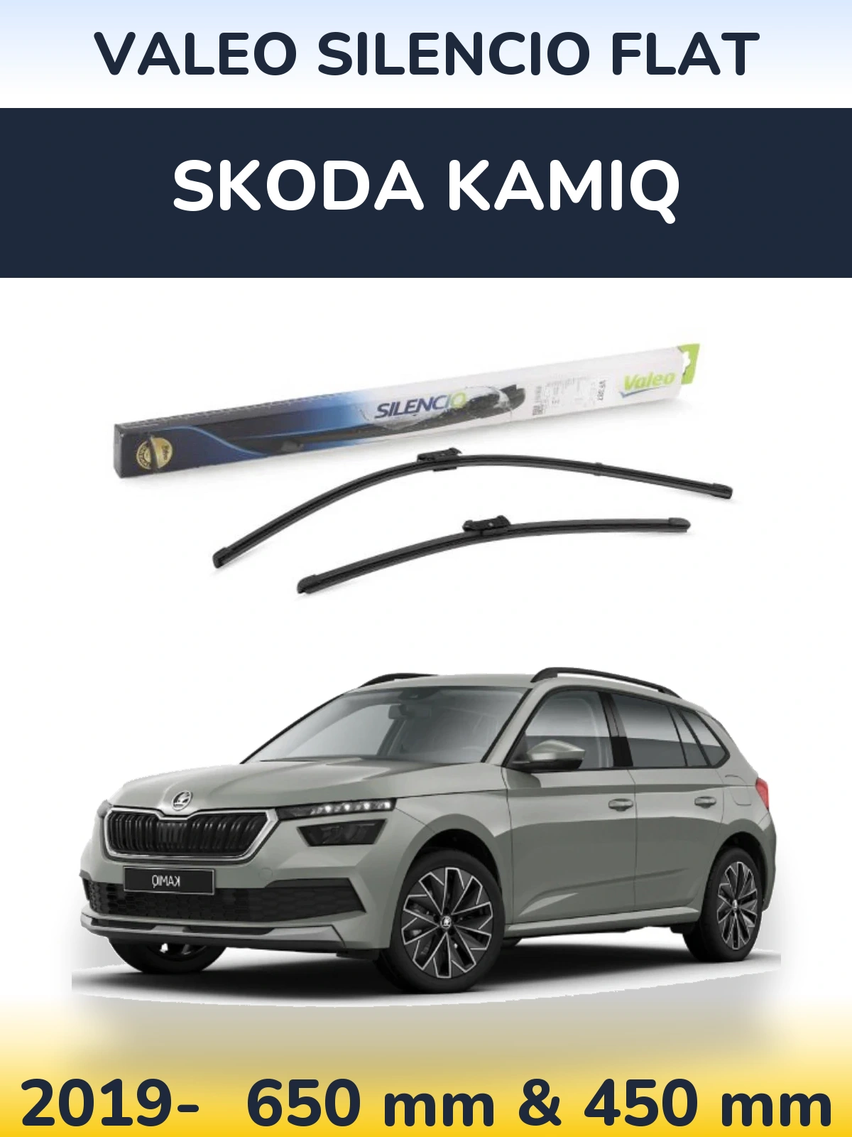 Komplet przednich wycieraczek Valeo Silencio Flat 650 & 450 mm do Skoda Kamiq 2019-2026