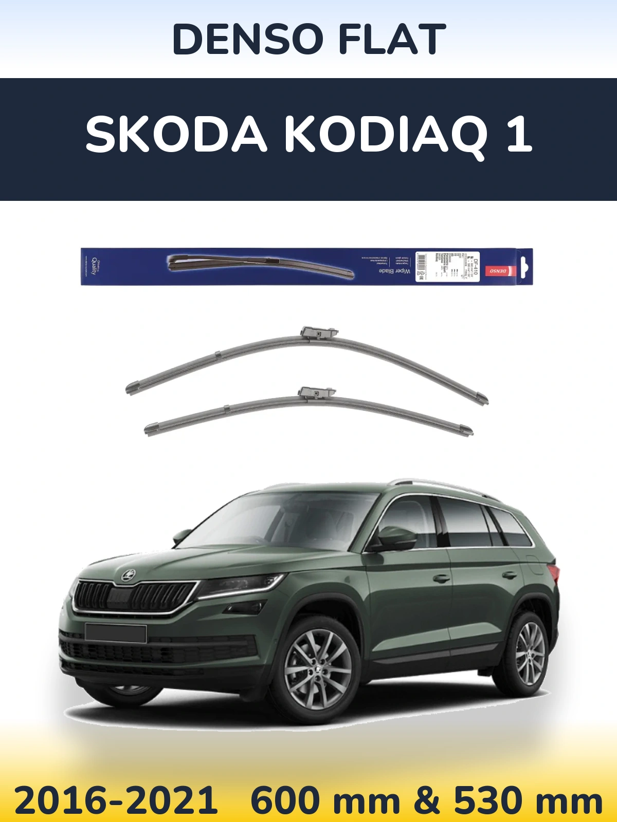 Комплект передних дворников Denso Flat 600 & 520 мм для Skoda Kodiaq 1 2016-2021