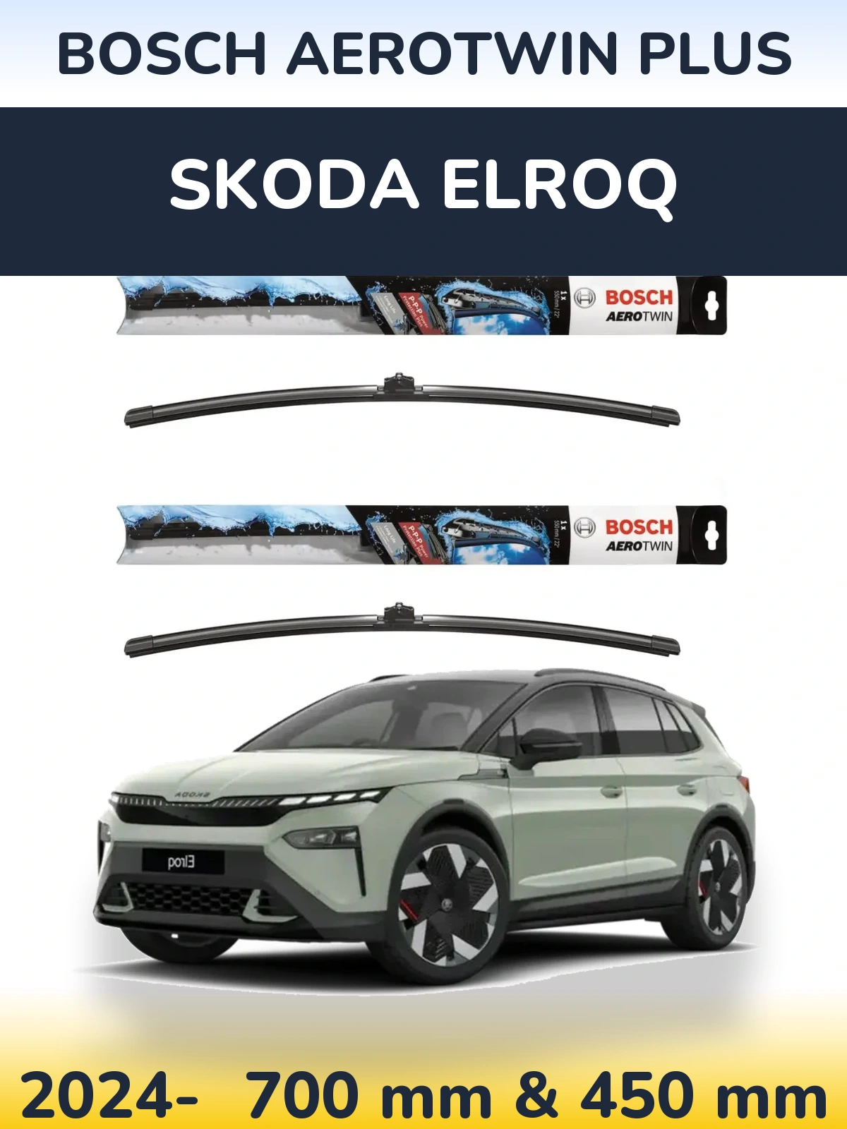 Комплект передних дворников BOSCH AeroTwin Plus 700 & 450 мм для Skoda Elroq 2024-2026