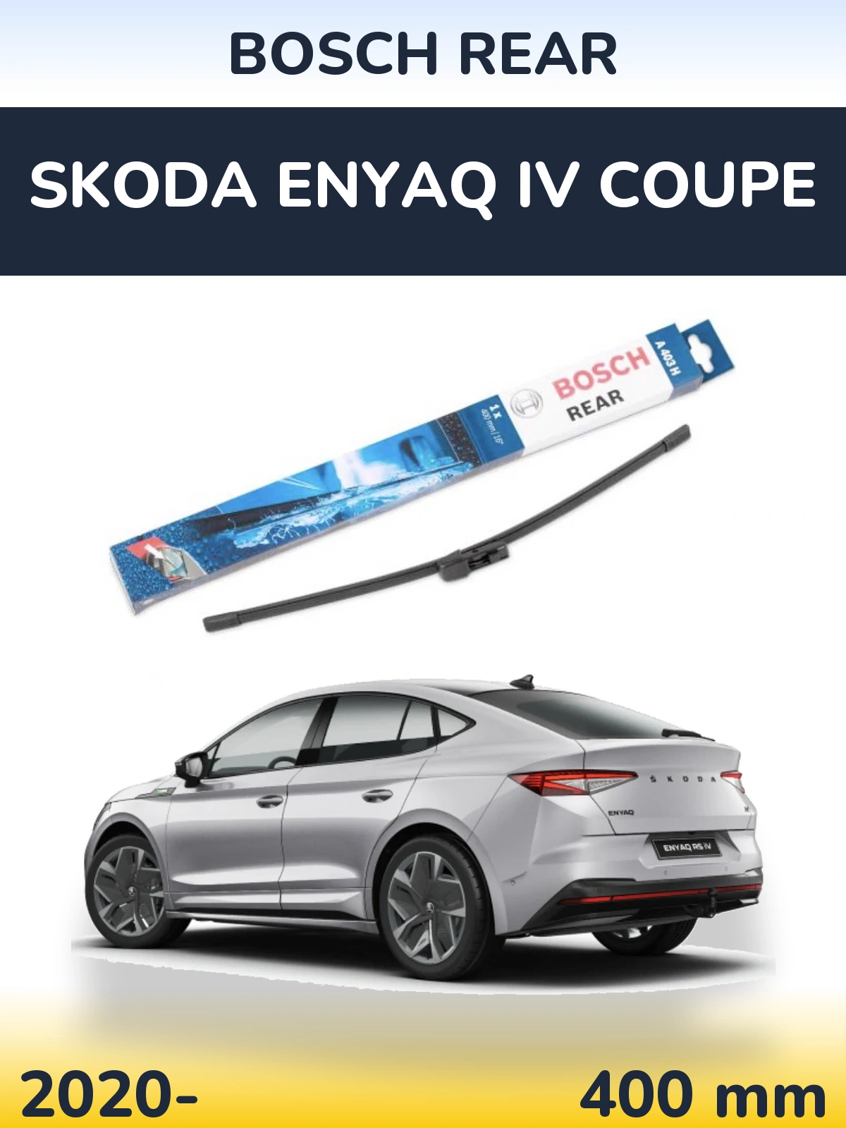 Rear wiper blade BOSCH Rear 400 mm for Skoda Enyaq iV Coupe 2020-2026